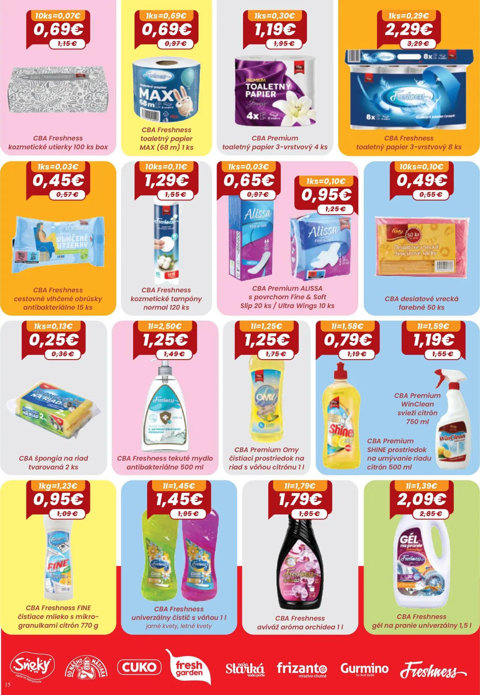 Nitrazdroj leták, strana 15 z 24 — CBA Freshness toaletný papier 3-vrstvový, CBA Premium toaletný papier 3-vrstvový, CBA Fre…