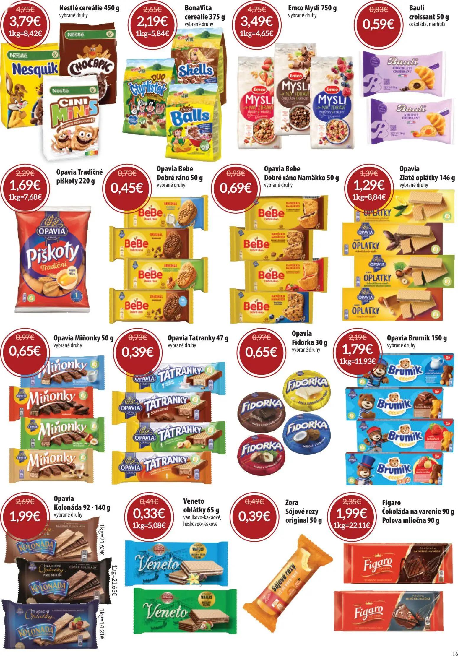 Nitrazdroj leták, strana 16 z 24 — Emco Mysli, Nestlé cereálie, Opavia Kolonáda