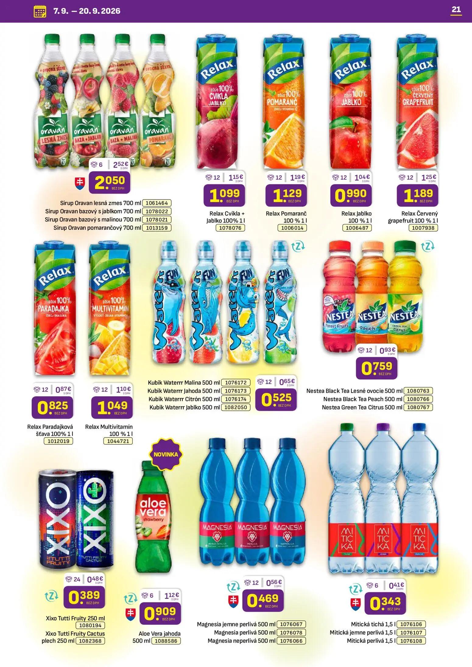 Libex leták, strana 21 z 36 — Sirup Oravan lesná zmes, Sirup Oravan bazový s jablkom, Sirup Oravan bazový s malinou