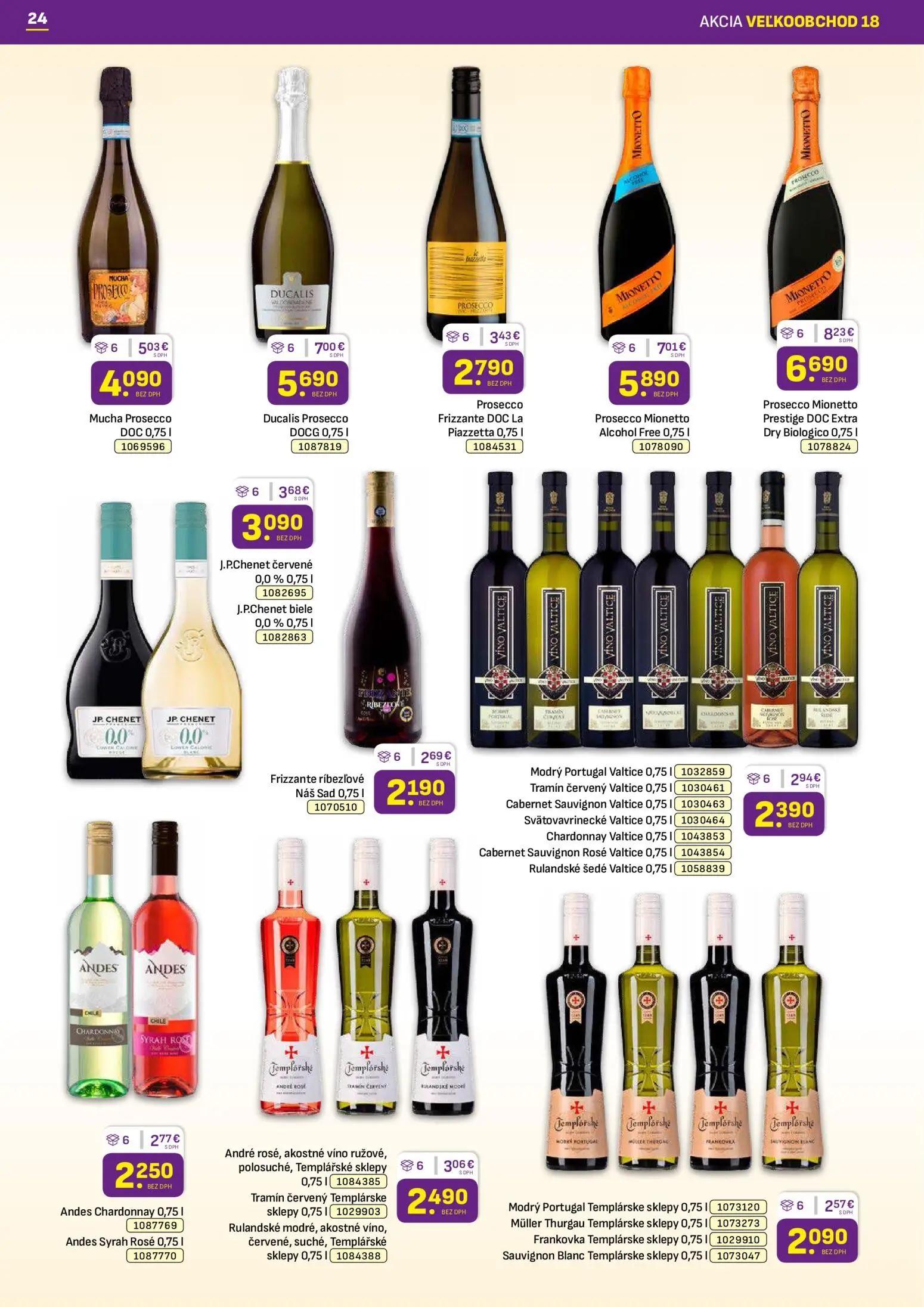Libex leták, strana 24 z 36 — Prosecco Mionetto Prestige DOC Extra Dry Biologico, Ducalis Prosecco DOCG, Prosecco Mionetto A…