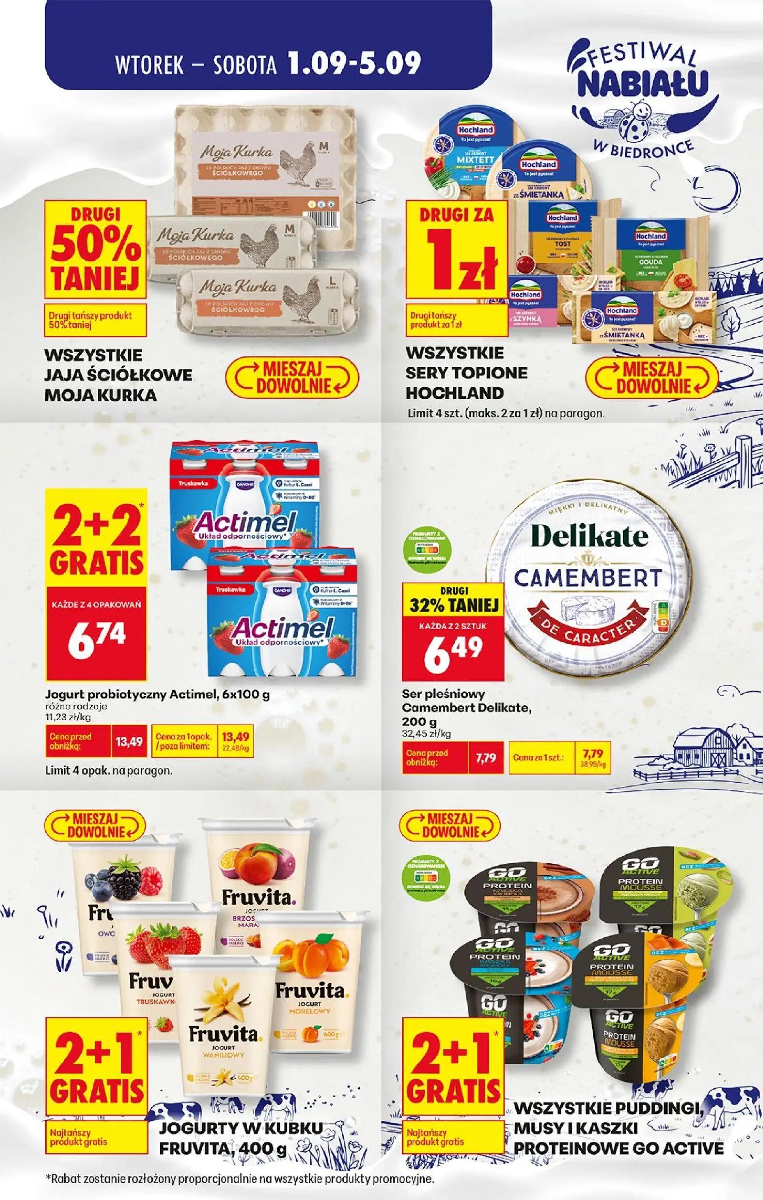 Biedronka gazetka, strona 4 z 7 — Jogurt probiotyczny Actimel, 6x100 g, Ser pleśniowy Camembert Delikate, 200 g, WSZYSTKIE S…