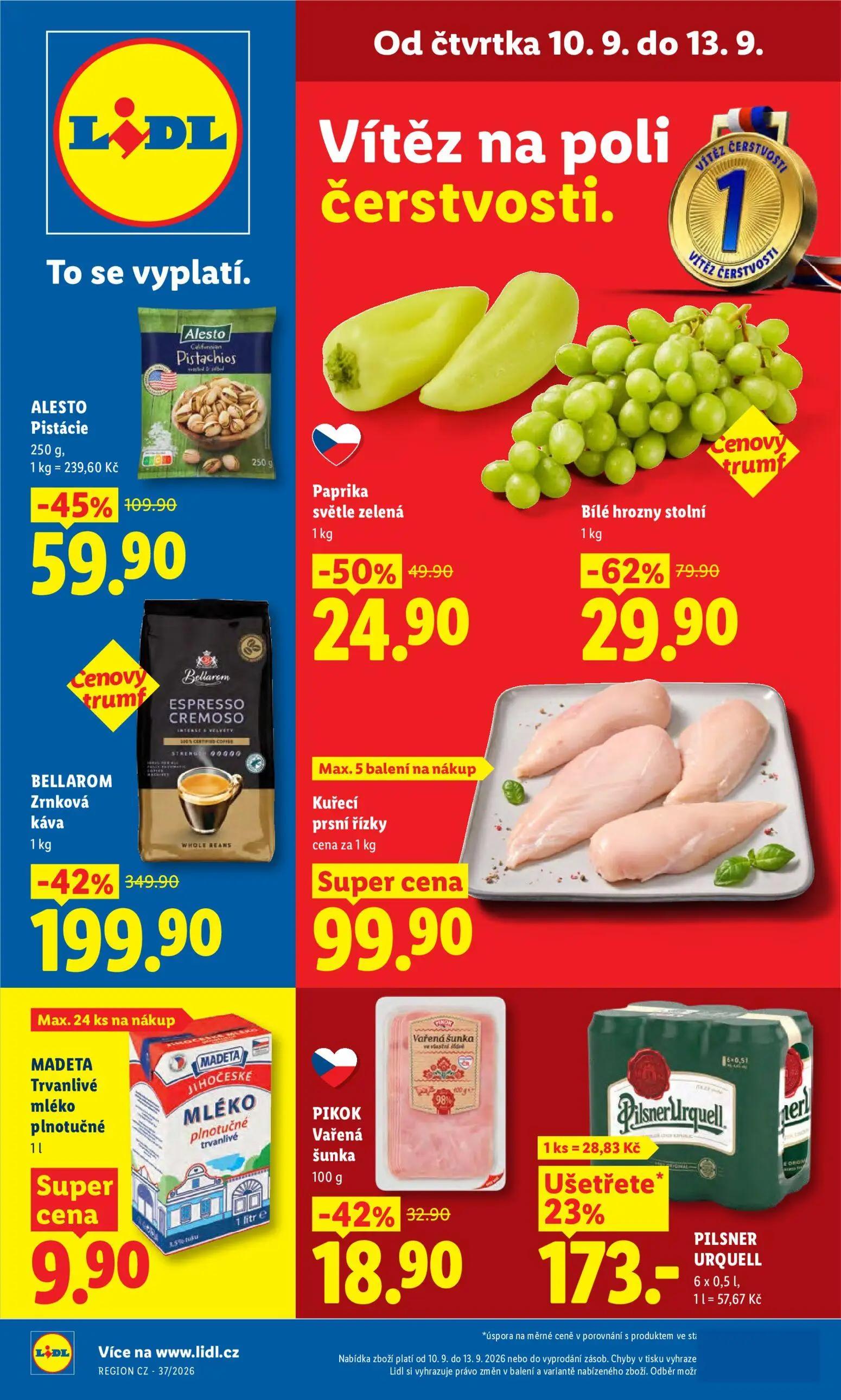 Lidl leták, strana 3 z 52 — BELLAROM Zrnková káva, Bílé hrozny stolní, Paprika světle zelená