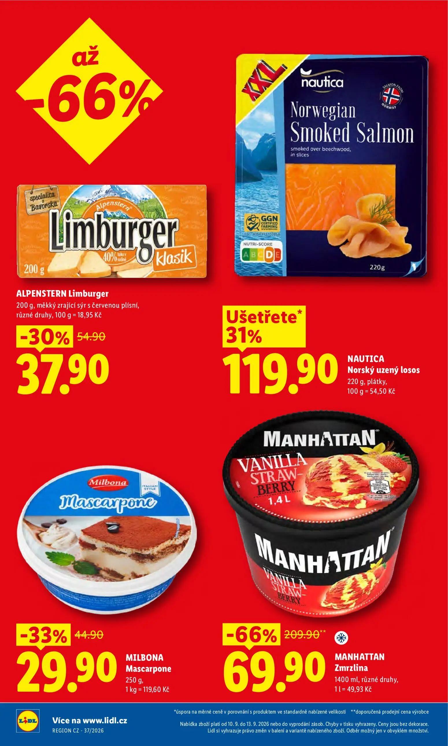 Lidl leták, strana 4 z 52 — MANHATTAN Zmrzlina, MILBONA Mascarpone