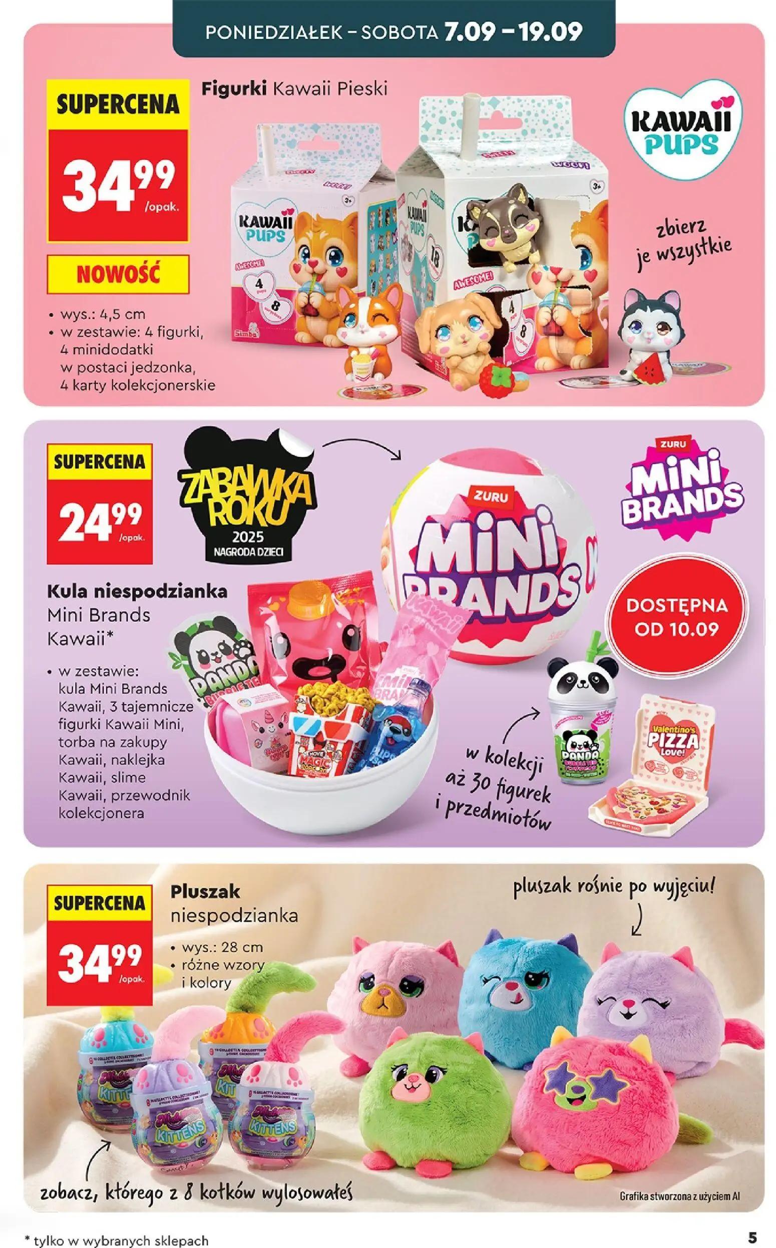 Biedronka gazetka, strona 5 z 44 — Figurki Kawaii Pieski, Kula niespodzianka Mini Brands Kawaii, Pluszak niespodzianka