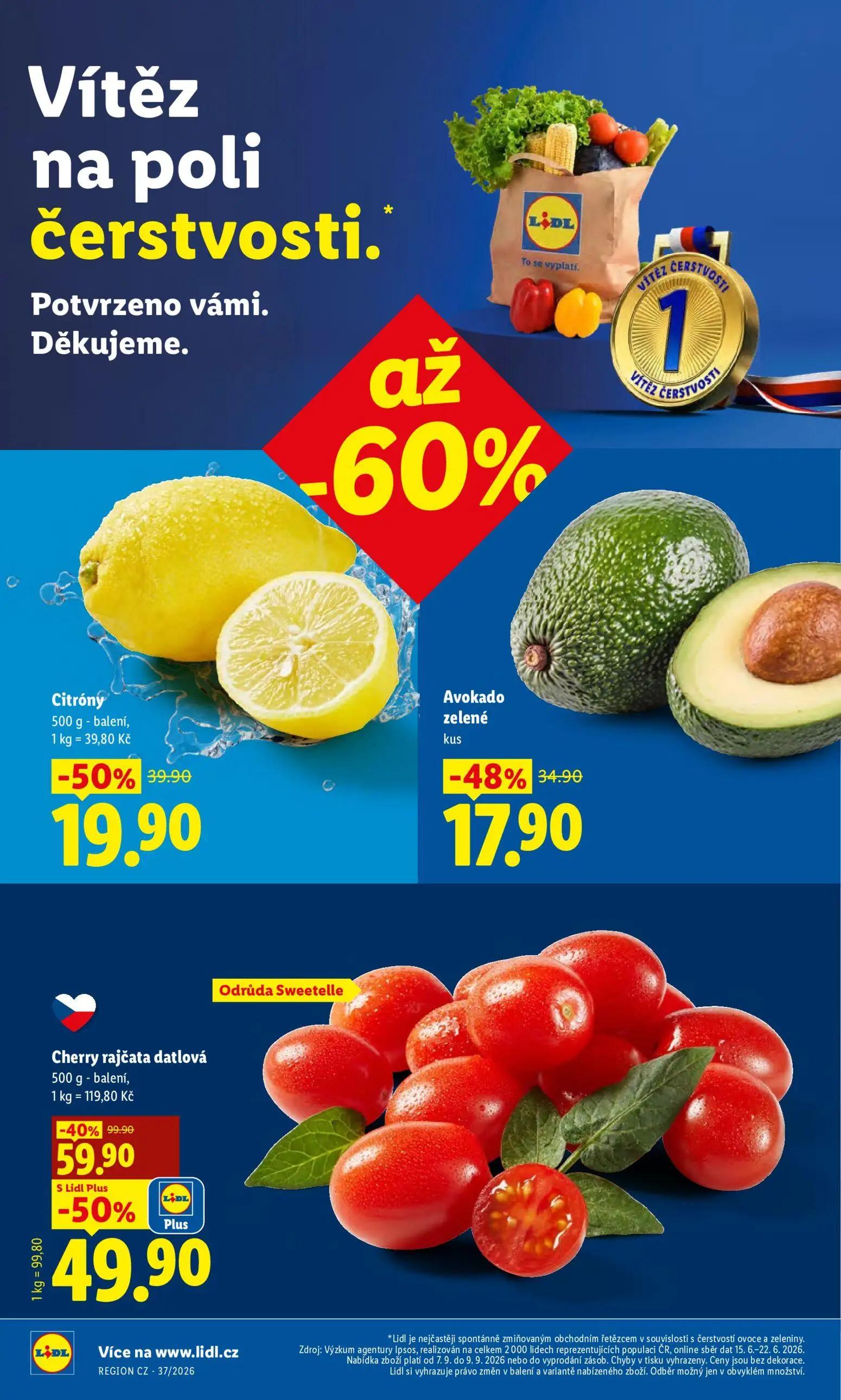 Lidl leták, strana 14 z 49 — Cherry rajčata datlová, Citróny, Avokado zelené