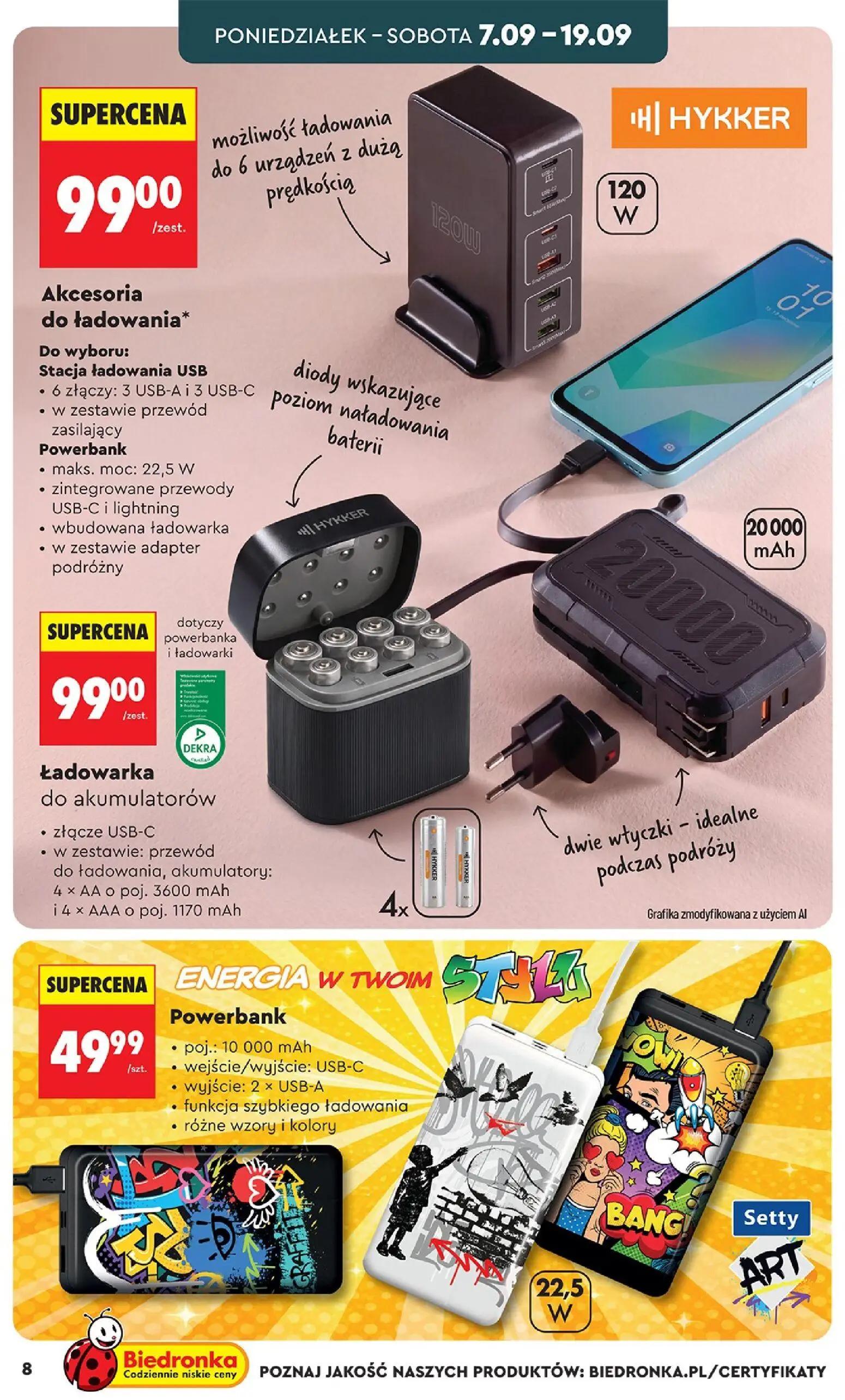 Biedronka gazetka, strona 8 z 44 — Stacja ładowania USB, Powerbank, Ładowarka do akumulatorów
