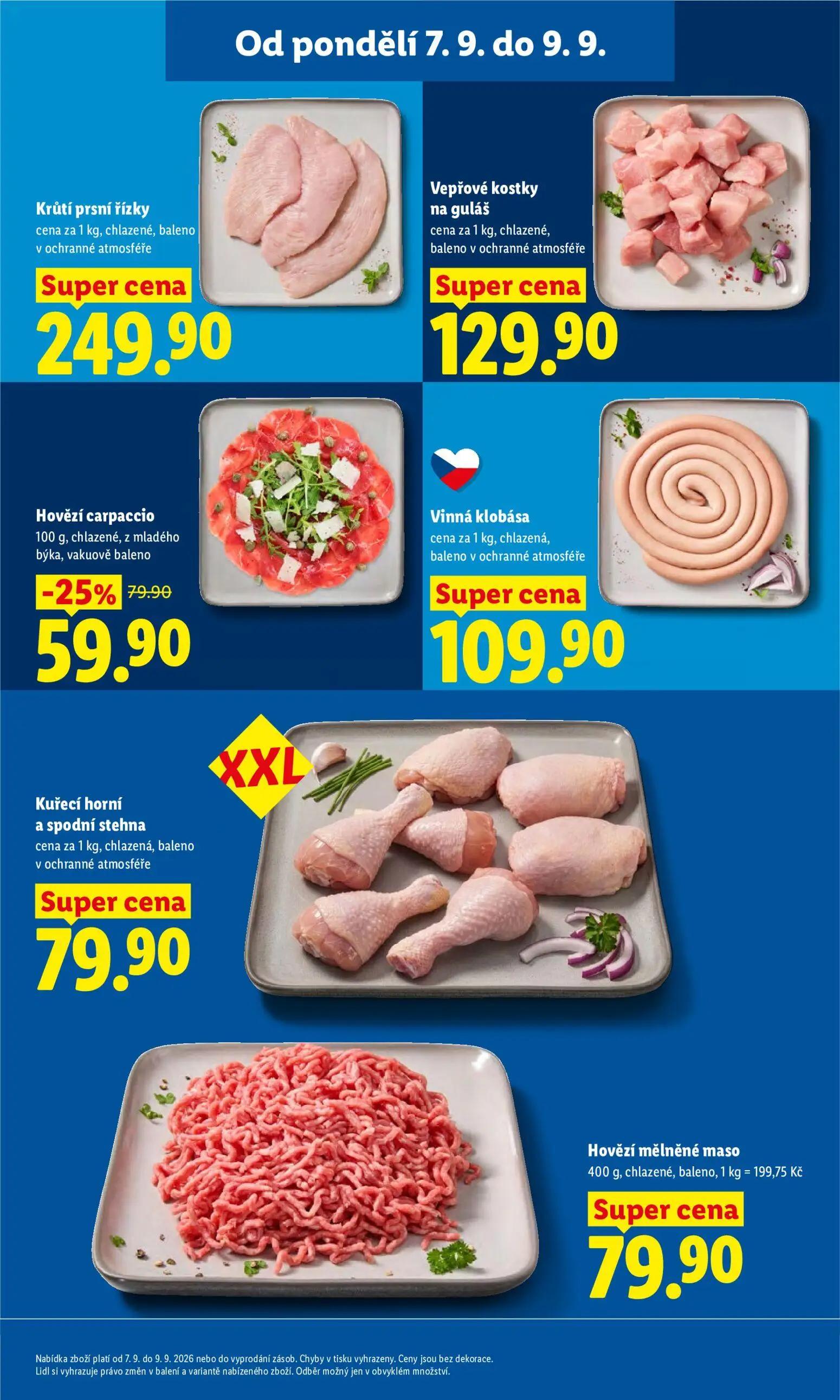 Lidl leták, strana 17 z 49 — Hovězí carpaccio, Krůtí prsní řízky, Vepřové kostky na guláš