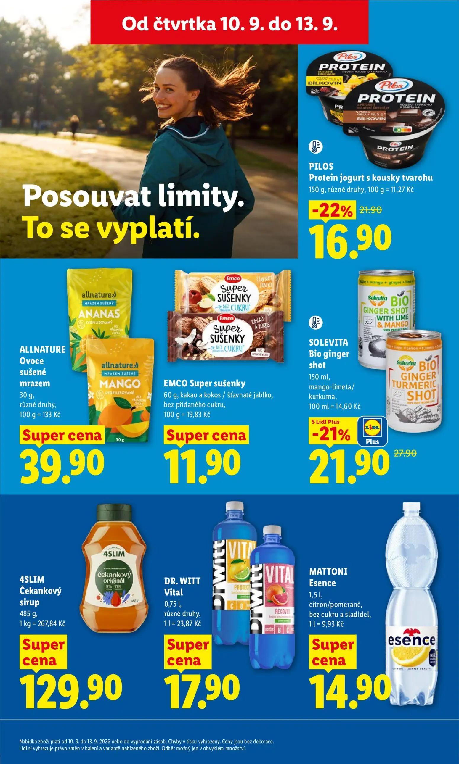 Lidl leták, strana 20 z 52 — SOLEVITA Bio ginger shot mango-limeta/kurkuma, ALLNATURE Ovoce sušené mrazem ANANAS, ALLNATURE …