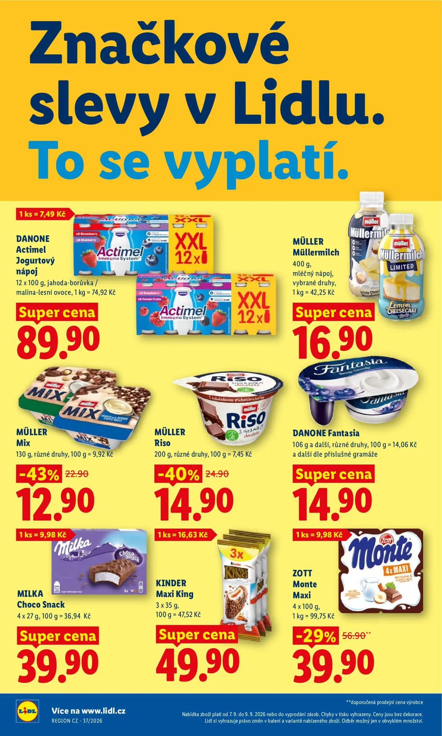 Lidl leták, strana 22 z 49 — ZOTT Monte Maxi, MÜLLER Mix, MÜLLER Riso