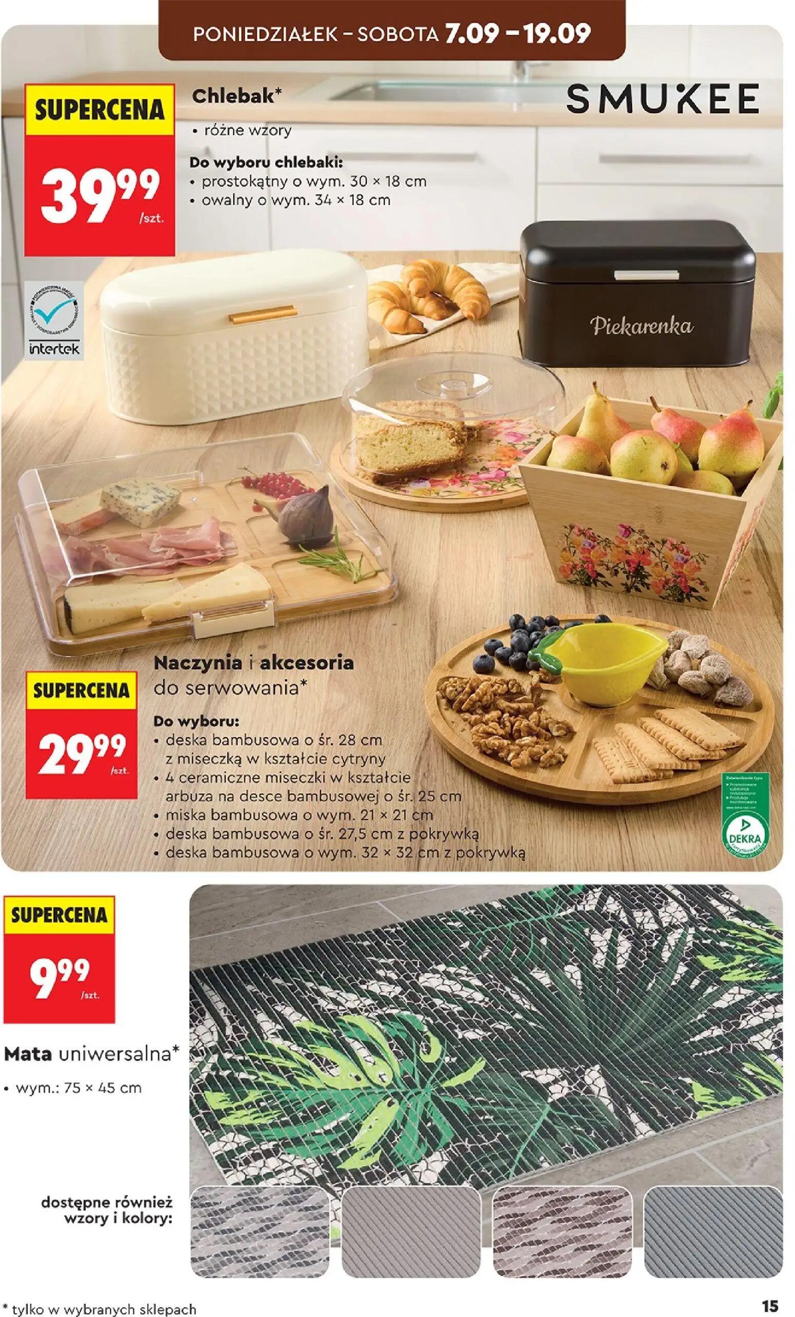 Biedronka gazetka, strona 15 z 44 — Chlebak, Naczynia i akcesoria do serwowania, Mata uniwersalna