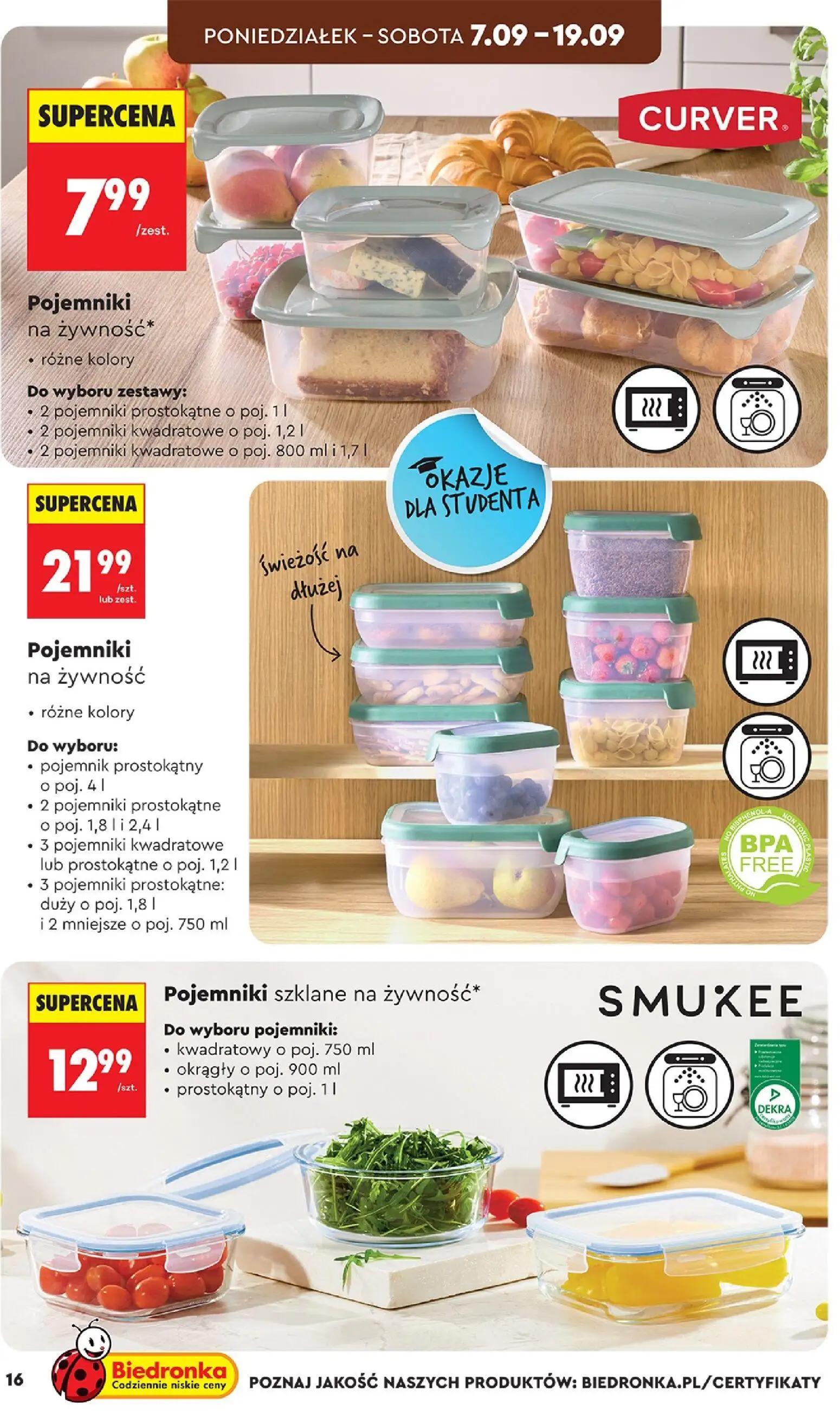 Biedronka gazetka, strona 16 z 44 — Pojemniki na żywność, Pojemniki na żywność, Pojemniki szklane na żywność