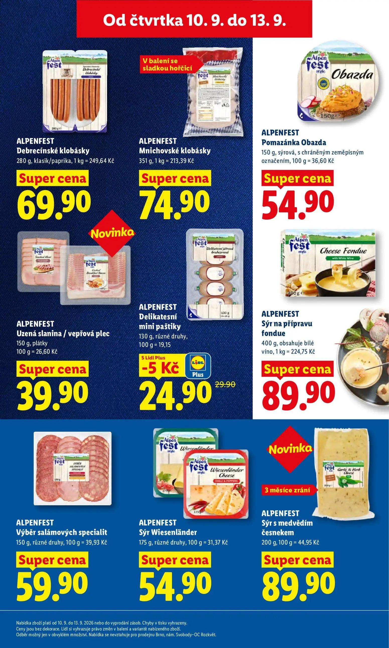 Lidl leták, strana 27 z 52 — ALPENFEST Debrecínské klobásky, ALPENFEST Mnichovské klobásky