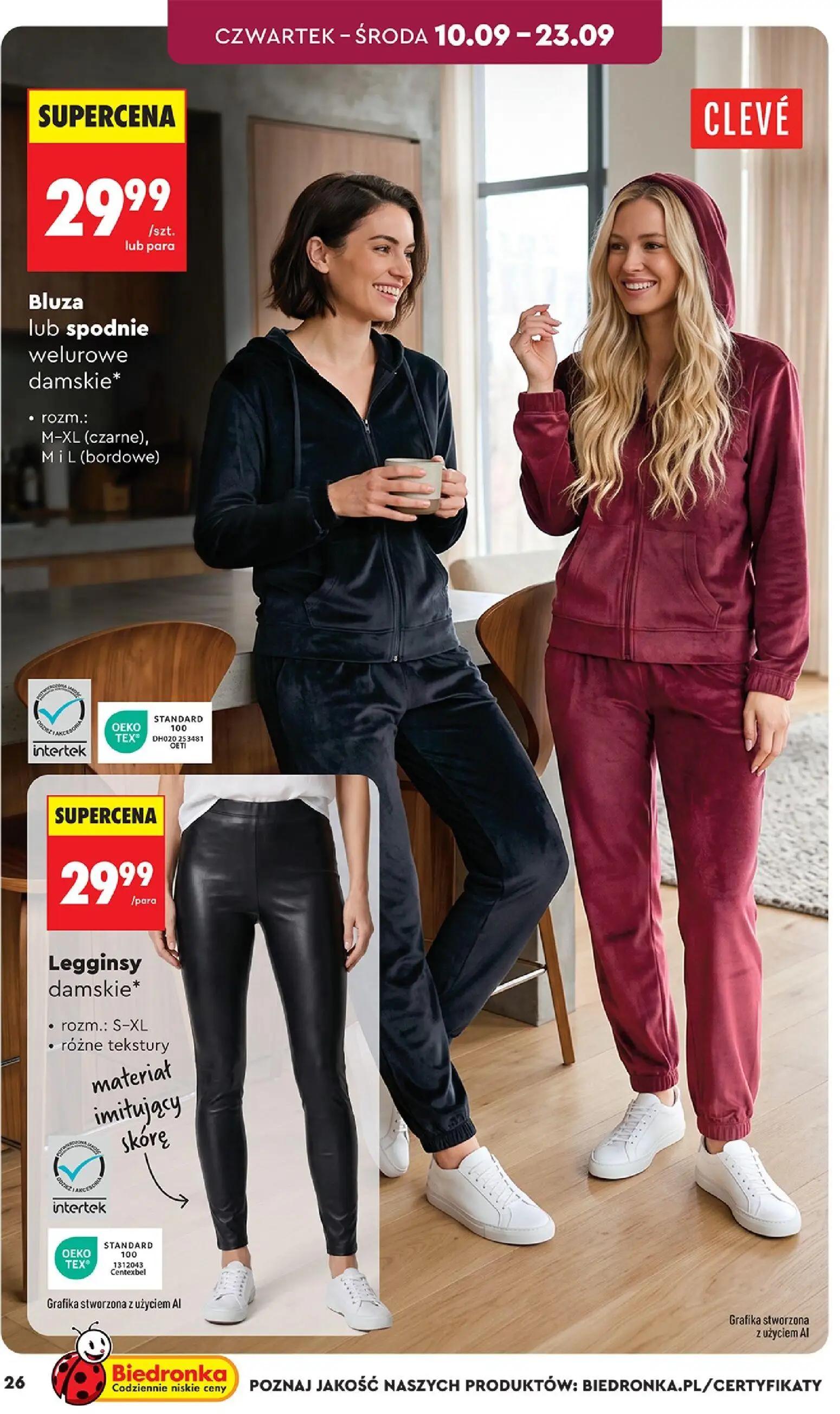 Biedronka gazetka, strona 26 z 44 — Bluza lub spodnie welurowe damskie, Legginsy damskie