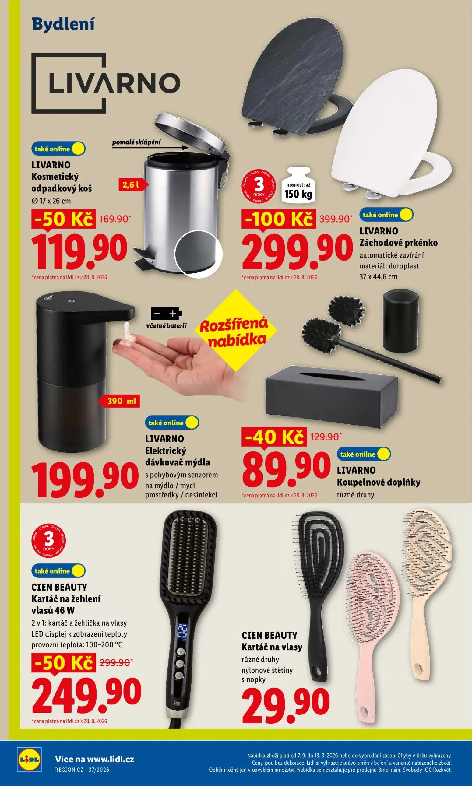 Lidl leták, strana 34 z 49 — Záchodové prkénko, Kosmetický odpadkový koš, Koupelnové doplňky