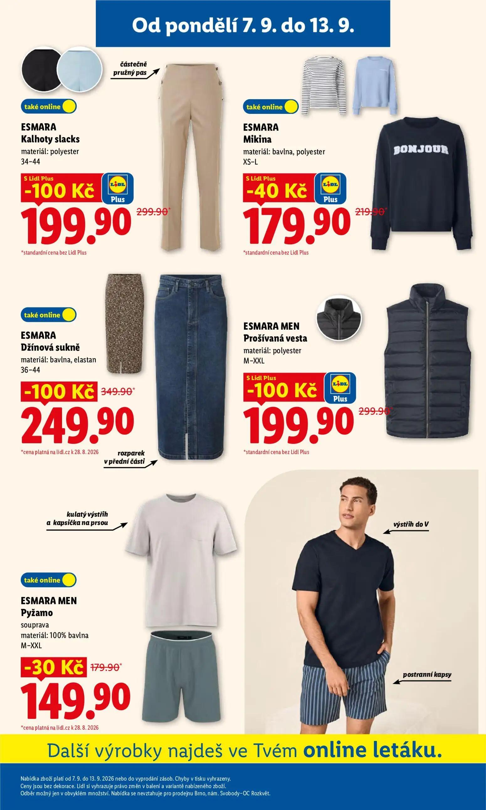 Lidl leták, strana 37 z 49 — ESMARA Kalhoty slacks, ESMARA Džínová sukně, ESMARA Mikina
