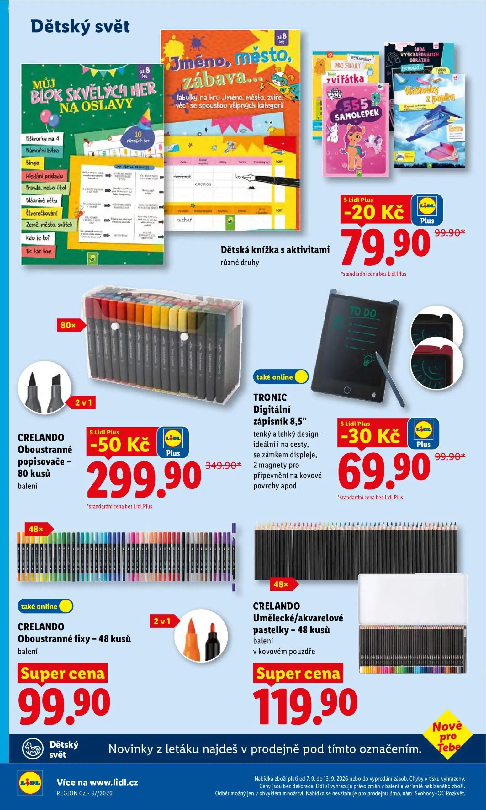 Lidl leták, strana 38 z 49 — CRELANDO Oboustranné popisovače, TRONIC Digitální zápisník 8,5", Dětská knížka s aktivitami