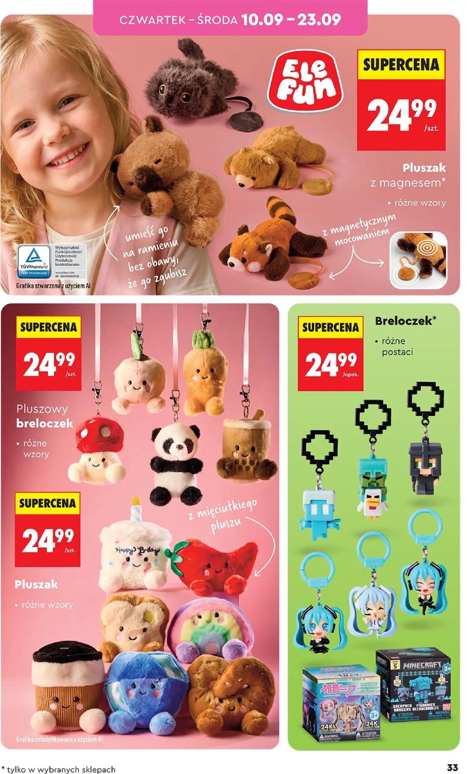 Biedronka gazetka, strona 33 z 44 — Pluszak z magnesem, Pluszowy breloczek, Breloczek