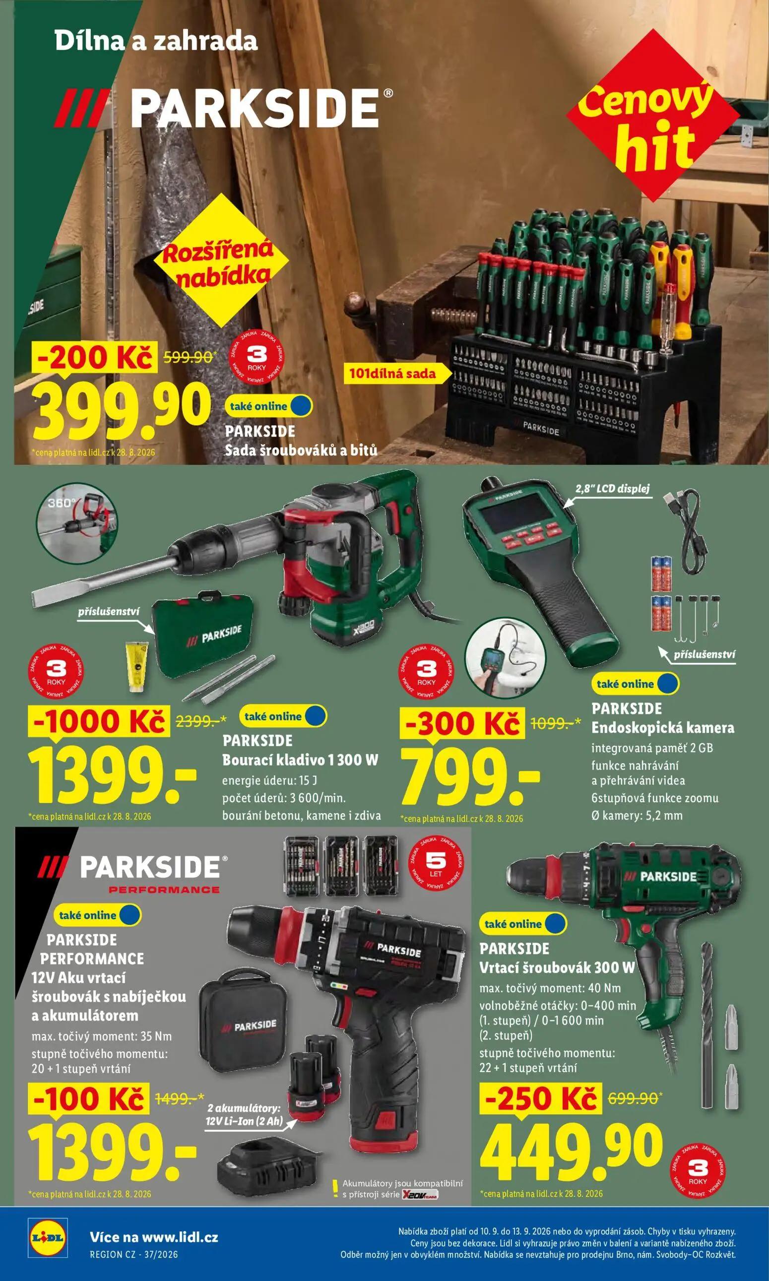 Lidl leták, strana 40 z 52 — PARKSIDE Vrtací šroubovák 300 W, PARKSIDE Sada šroubováků a bitů, PARKSIDE PERFORMANCE 12V Aku …