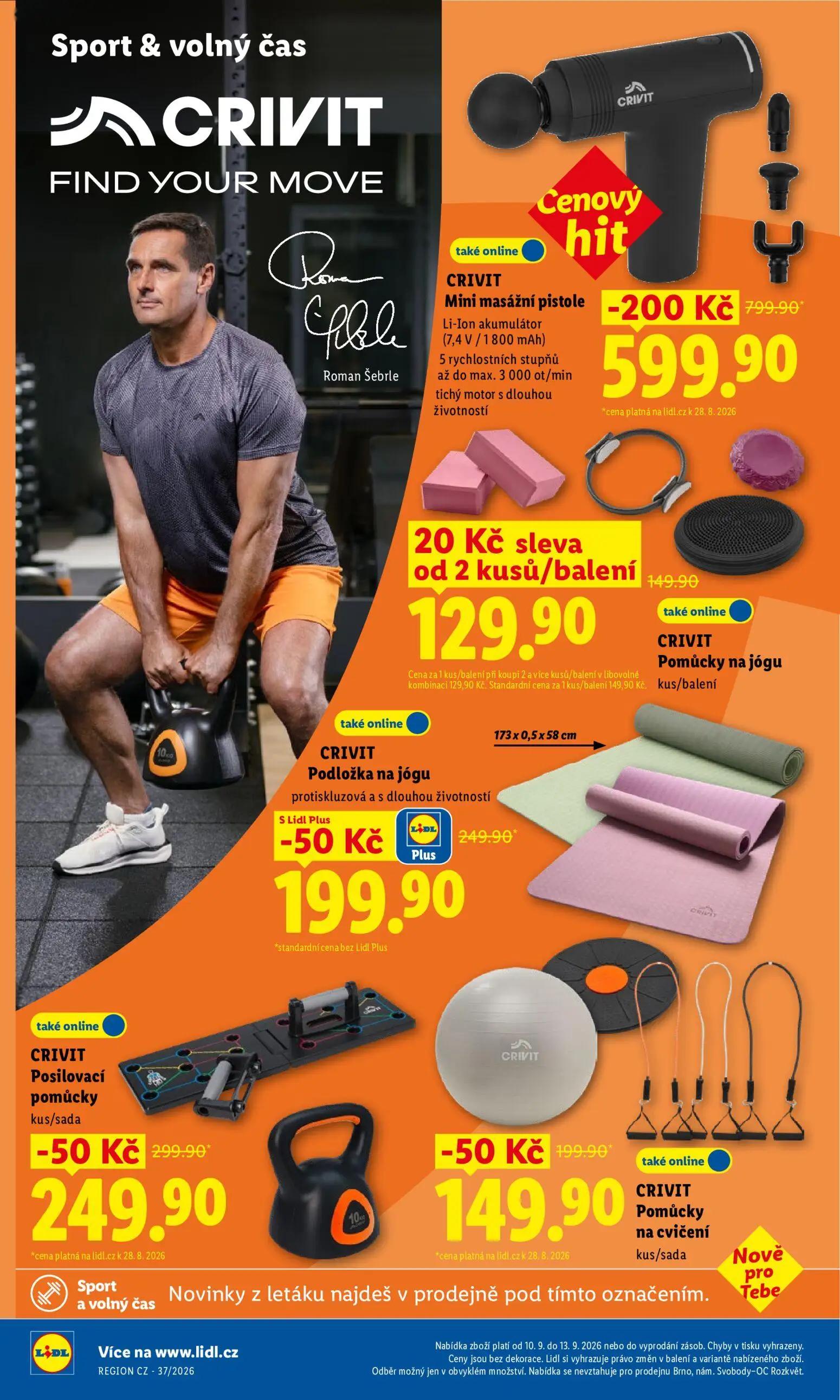 Lidl leták, strana 42 z 52 — CRIVIT Mini masážní pistole Li-Ion akumulátor (7,4V/1800 mAh) 5 rychlostních stupňů až do max. …