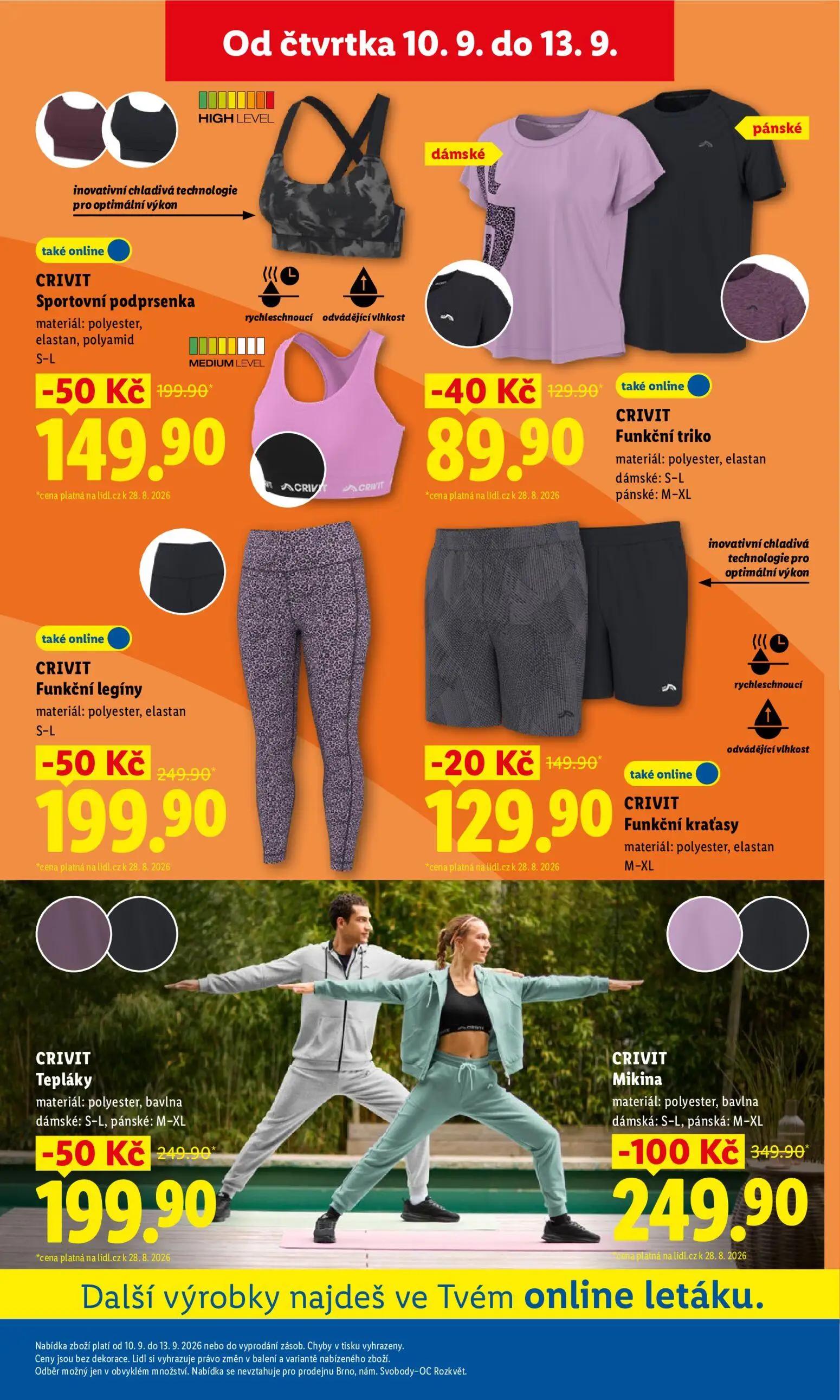 Lidl leták, strana 43 z 52 — CRIVIT Sportovní podprsenka, CRIVIT Funkční legíny, CRIVIT Funkční triko