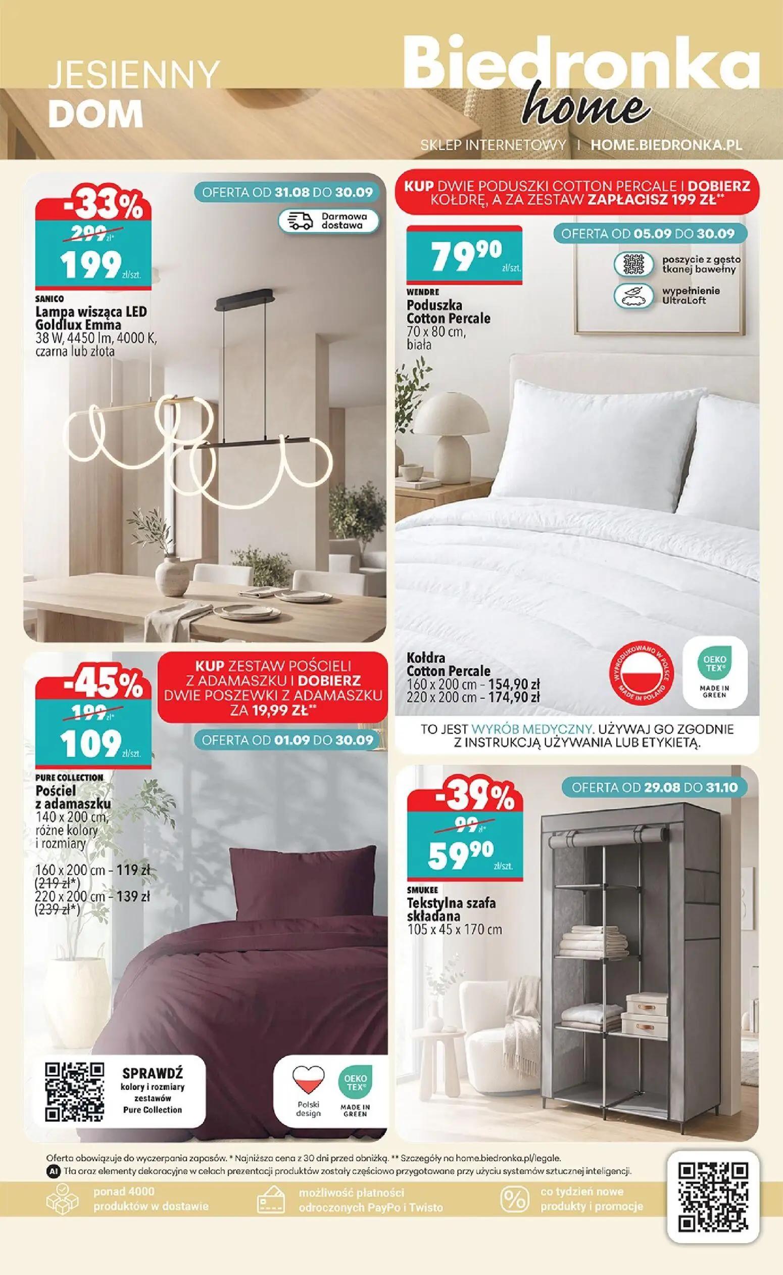 Biedronka gazetka, strona 41 z 44 — Lampa wisząca LED Goldlux Emma, Pościel z adamaszku, Tekstylna szafa składana