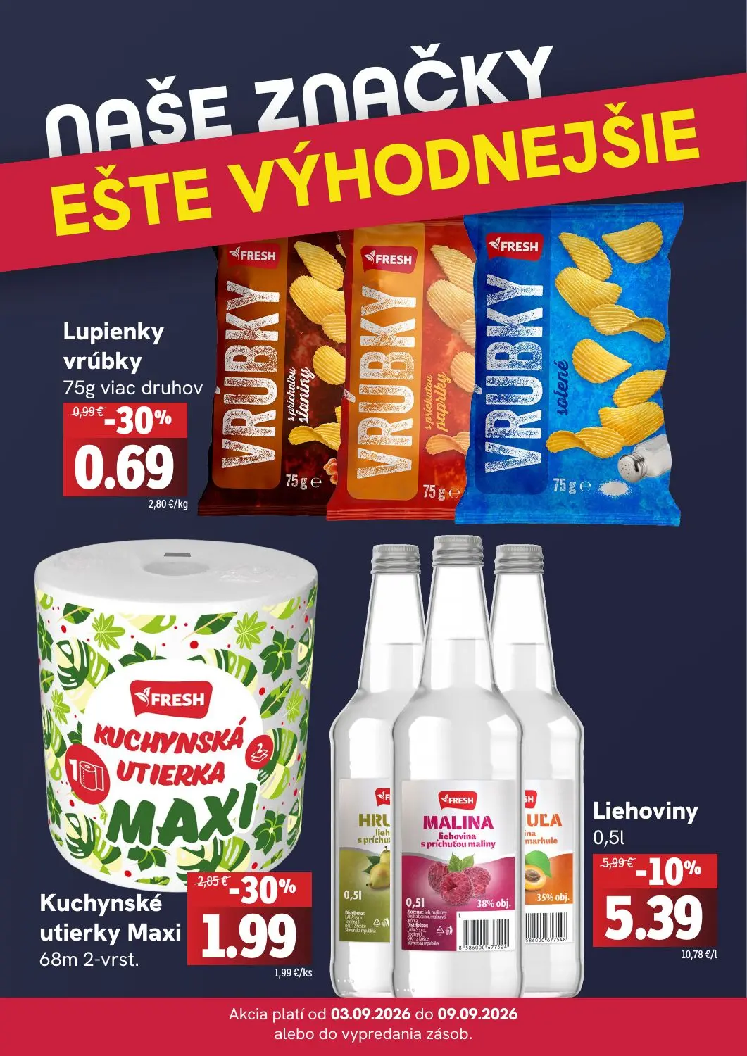 Fresh leták, strana 4 z 4 — Kuchynské utierky Maxi, Liehoviny, Lupienky vrúbky