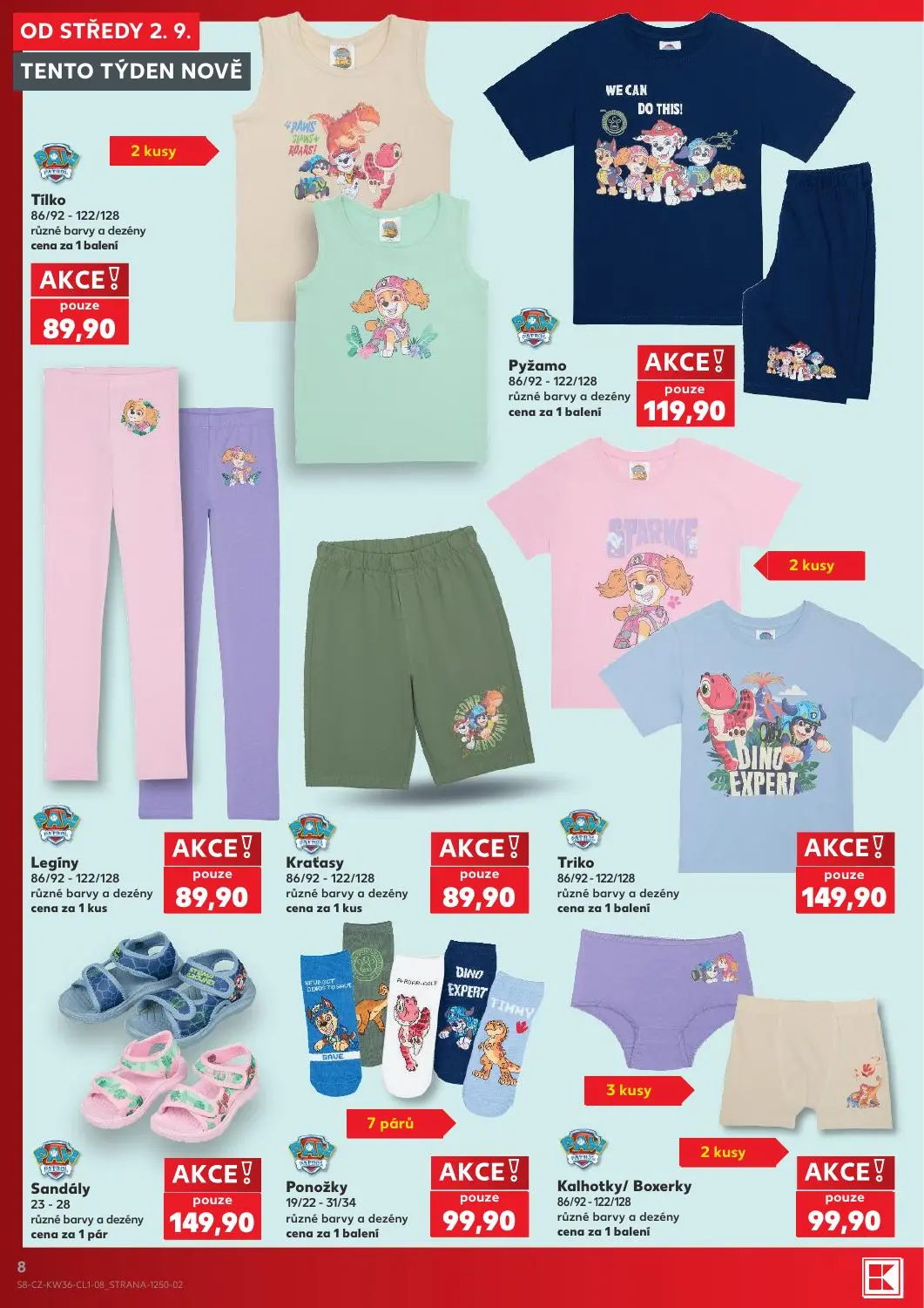 Kaufland leták, strana 8 z 14 — Tílko, Pyžamo, Legíny