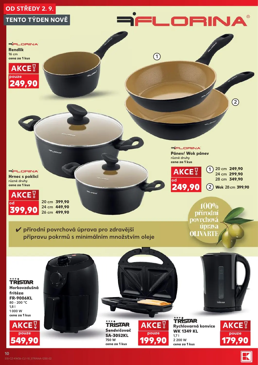Kaufland leták, strana 10 z 14 — Pánev/ Wok pánev, Hrnec s poklicí, Rendlík