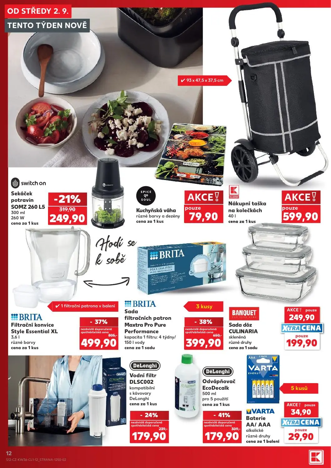 Kaufland leták, strana 12 z 14 — Filtrační konvice Style Essential XL, Sada filtračních patron Maxtra Pro Pure Performance, …