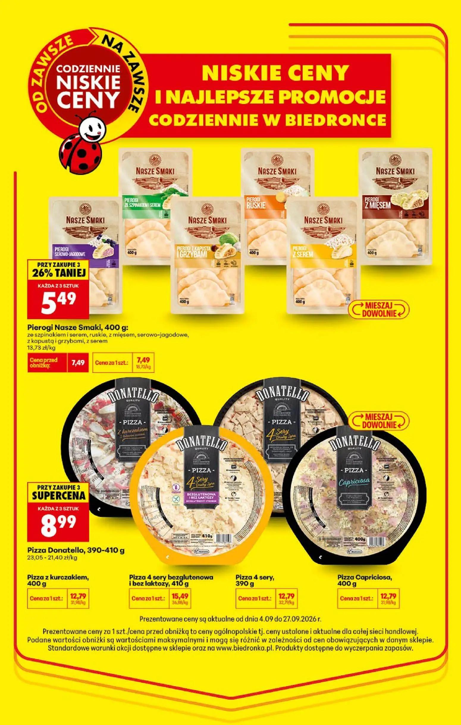 Biedronka gazetka, strona 2 z 4 — Pierogi Nasze Smaki, Pizza Donatello, Pizza z kurczakiem
