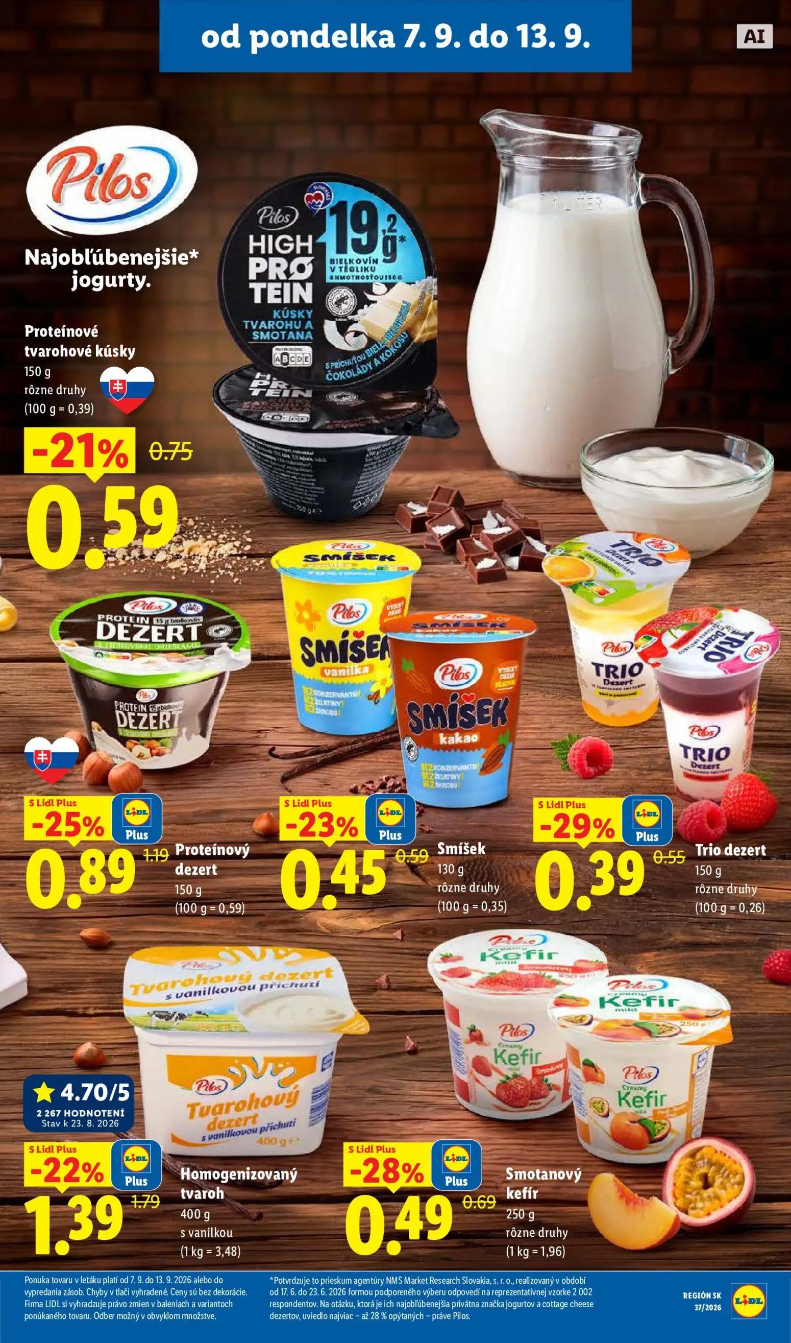 Lidl leták, strana 9 z 100 — Homogenizovaný tvaroh s vanilkou, Smotanový kefír