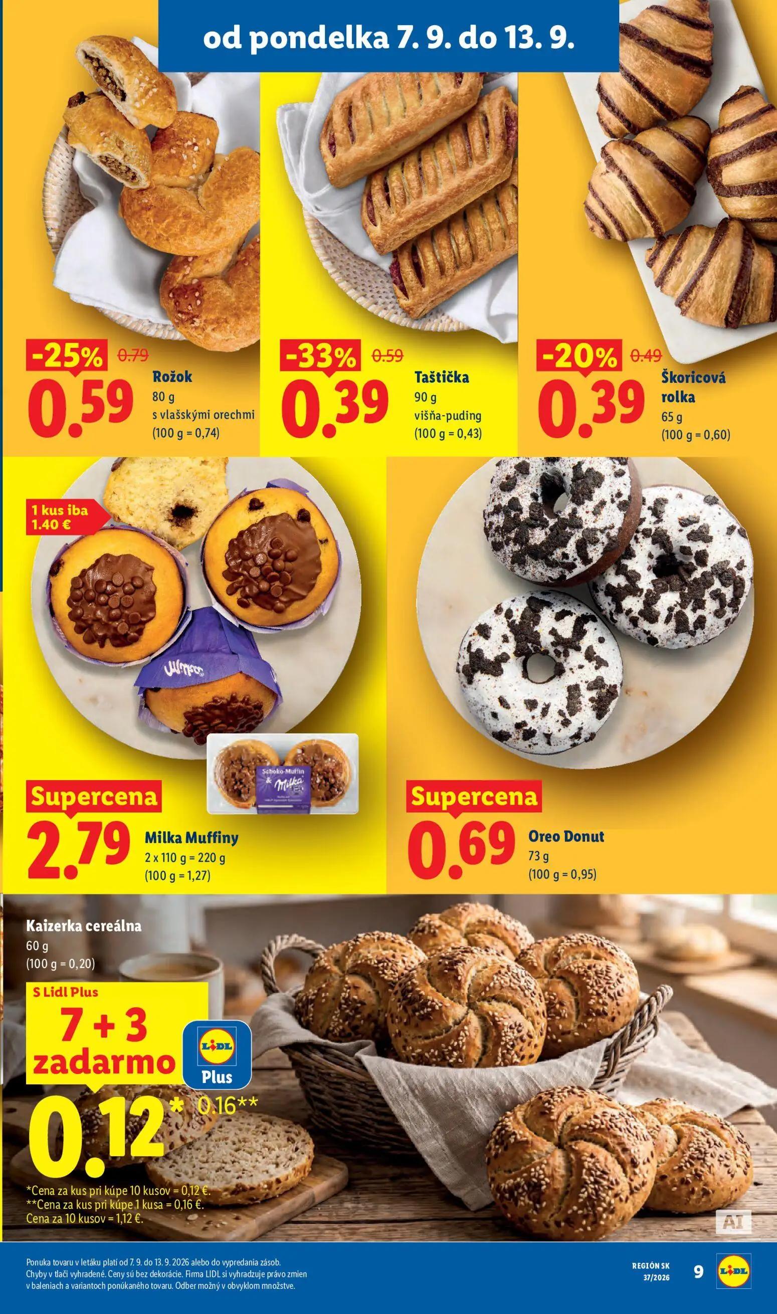 Lidl leták, strana 11 z 100 — Taštička višňa-puding, Škoricová rolka