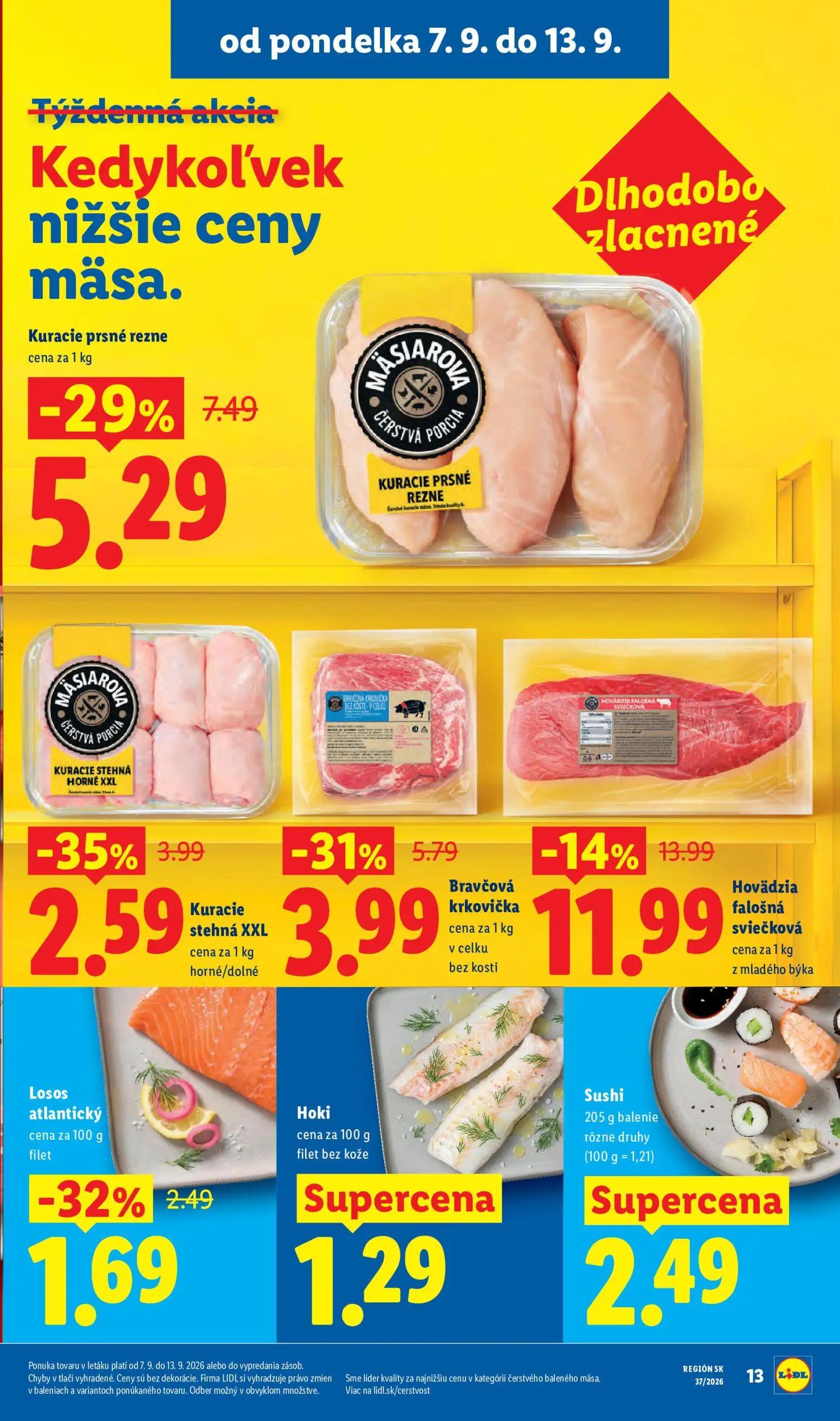 Lidl leták, strana 15 z 100 — Kuracie prsné rezne, Hovädzia falošná sviečková z mladého býka
