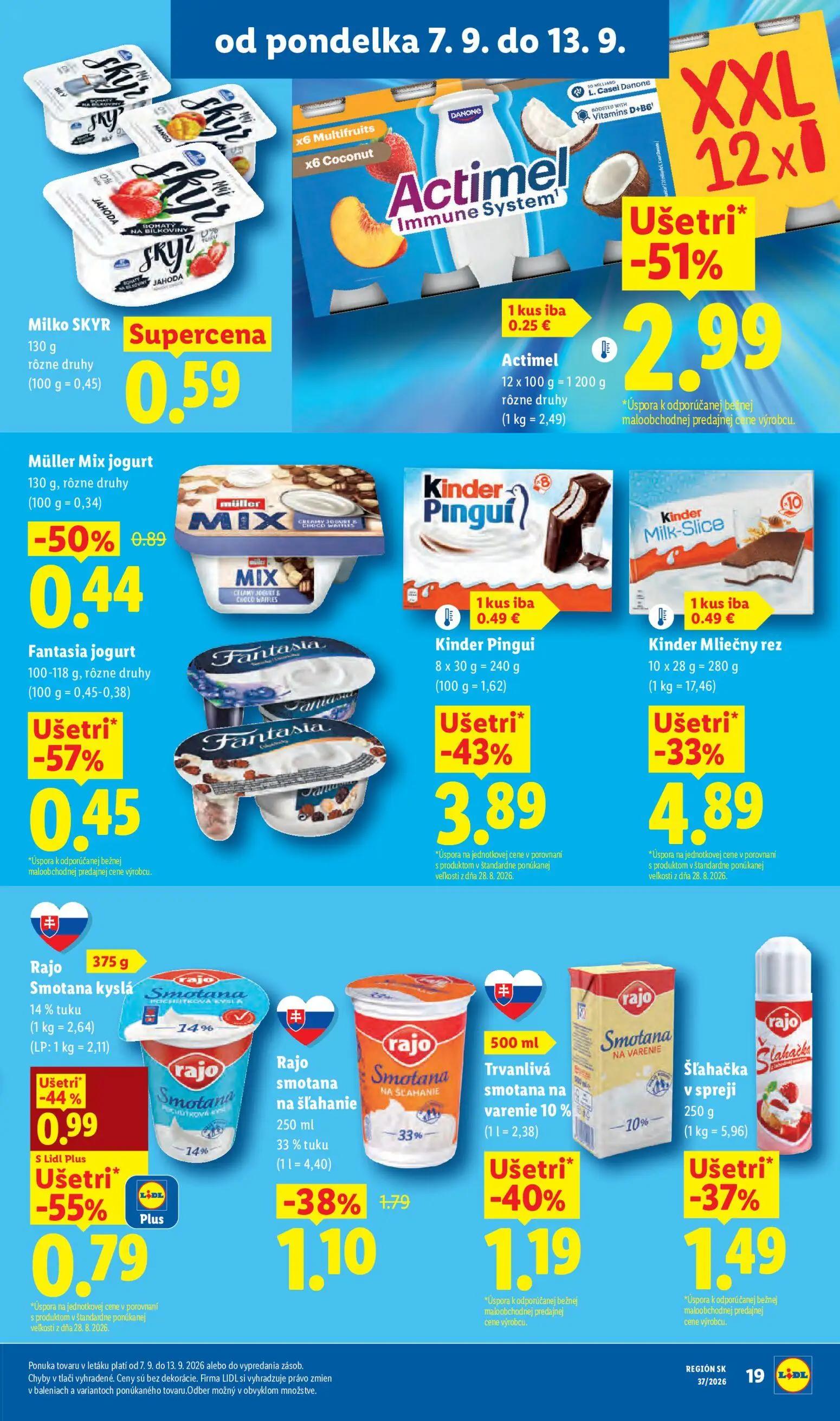 Lidl leták, strana 21 z 100 — Actimel, Trvanlivá smotana na varenie