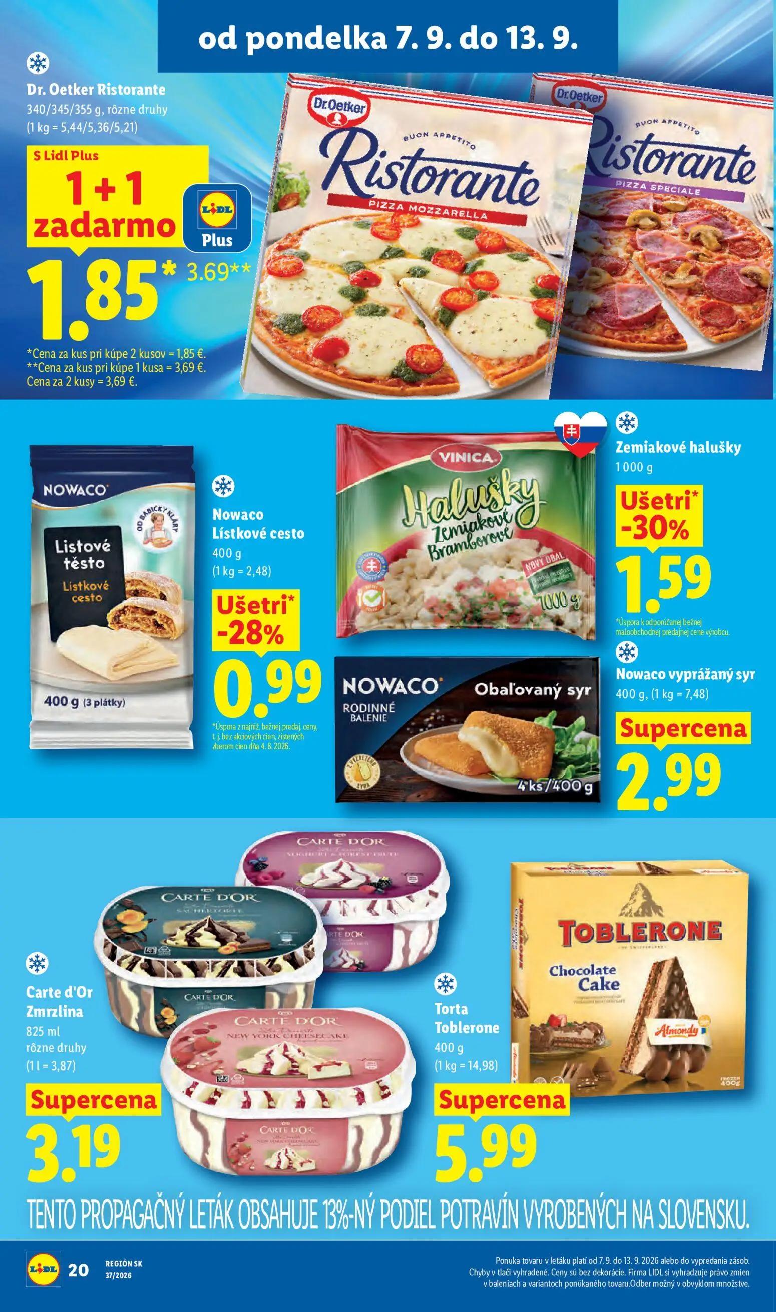 Lidl leták, strana 22 z 100 — Dr. Oetker Ristorante, Zemiakové halušky, Nowaco Lístkové cesto