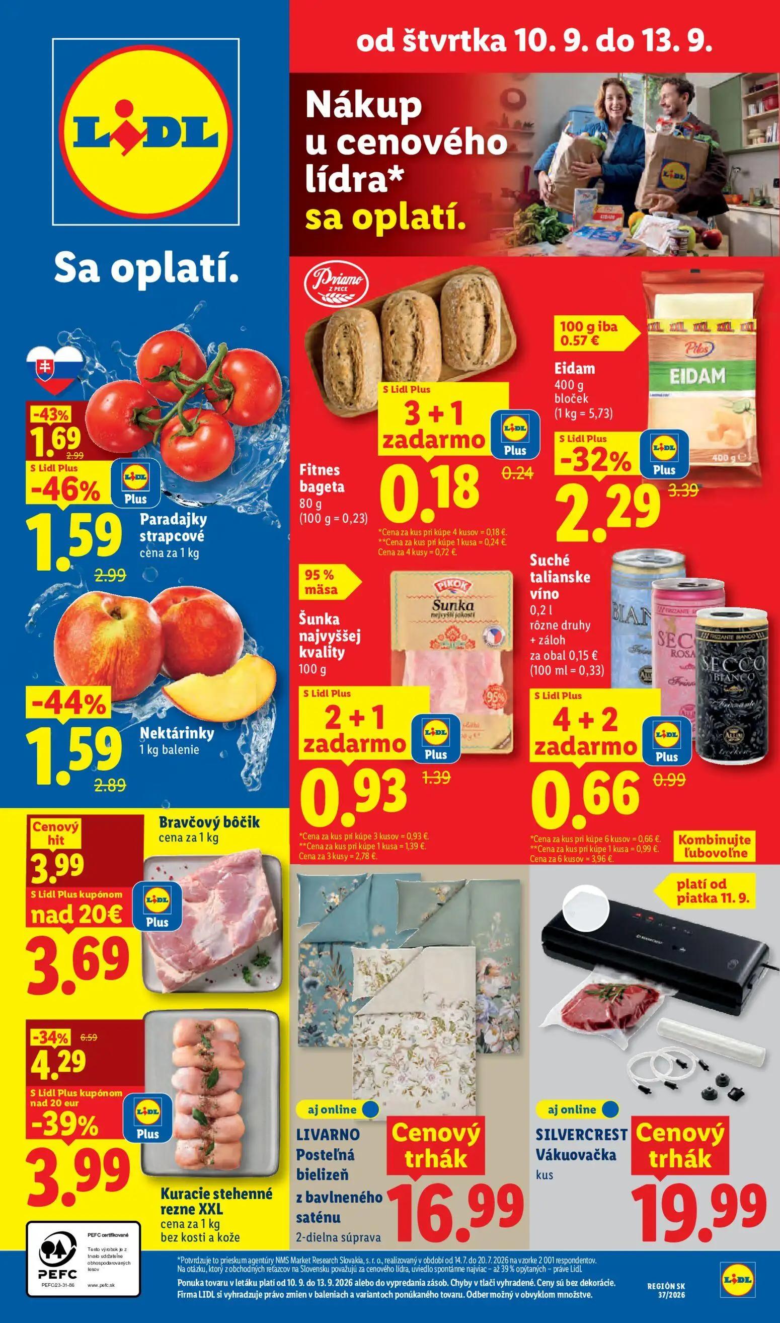 Lidl leták, strana 62 z 100 — Paradajky strapcové, Nektárinky, Šunka najvyššej kvality