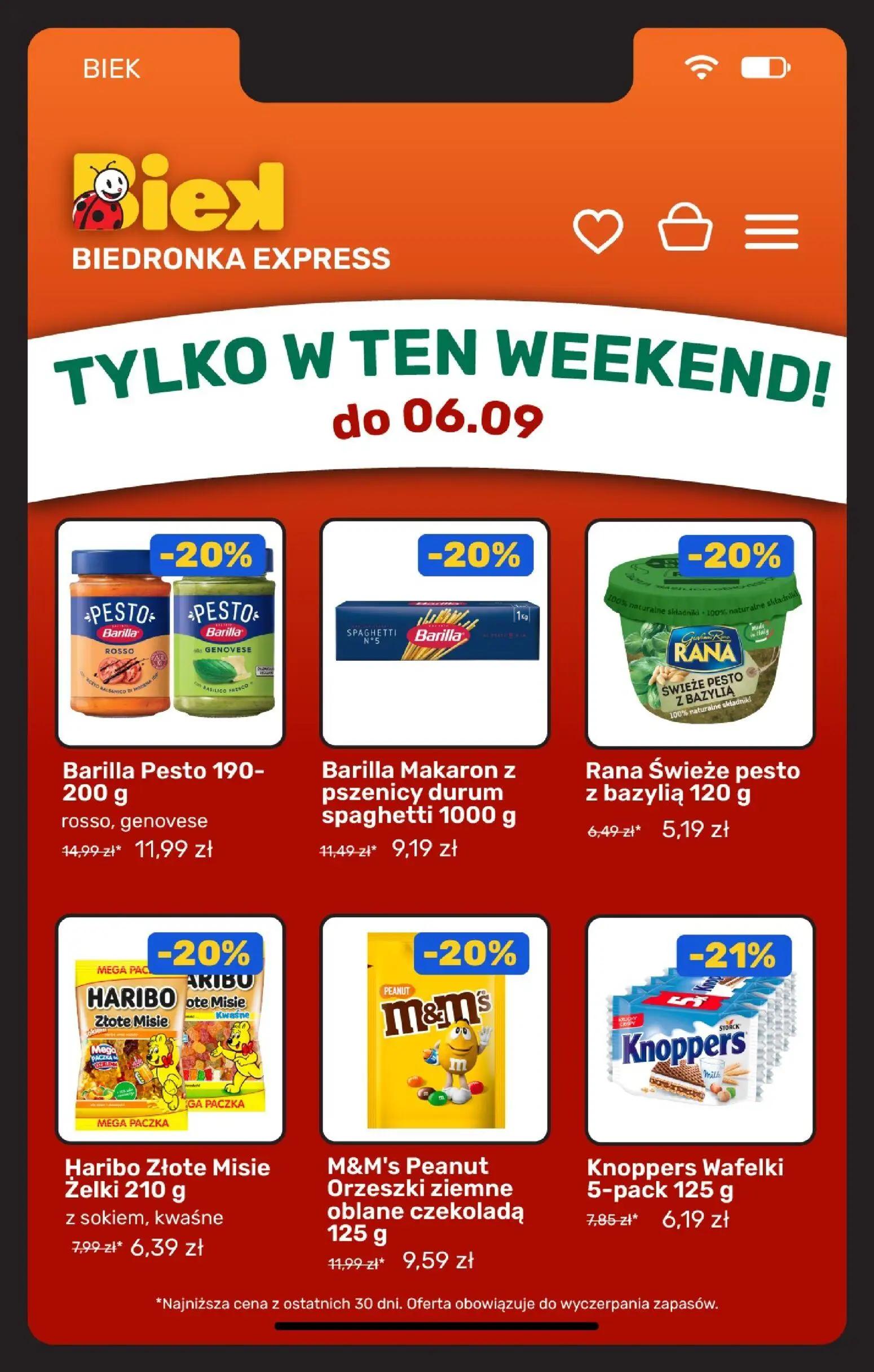 Biedronka gazetka, strona 4 z 22 — Barilla Pesto, M&M's Peanut Orzeszki ziemne oblane czekoladą, Barilla Makaron z pszenicy …
