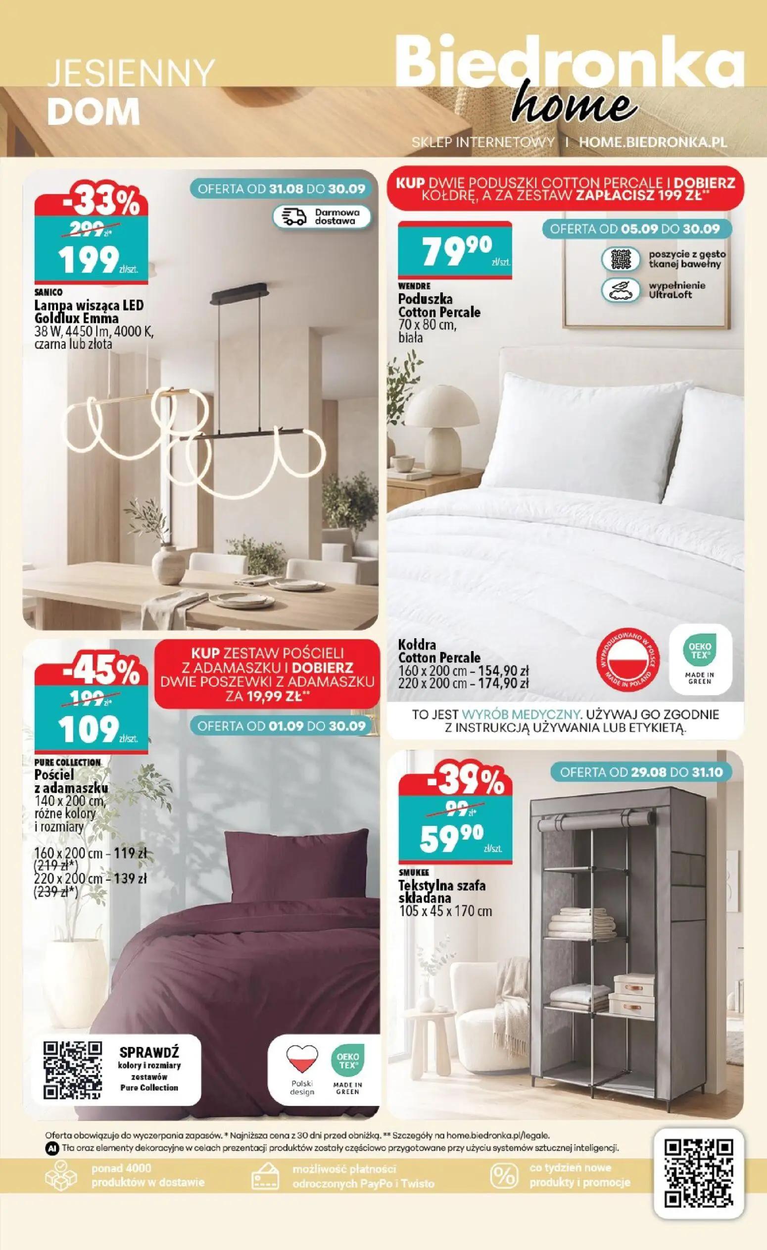 Biedronka gazetka, strona 3 z 6 — Lampa wisząca LED Goldlux Emma, Pościel z adamaszku, Pościel z adamaszku