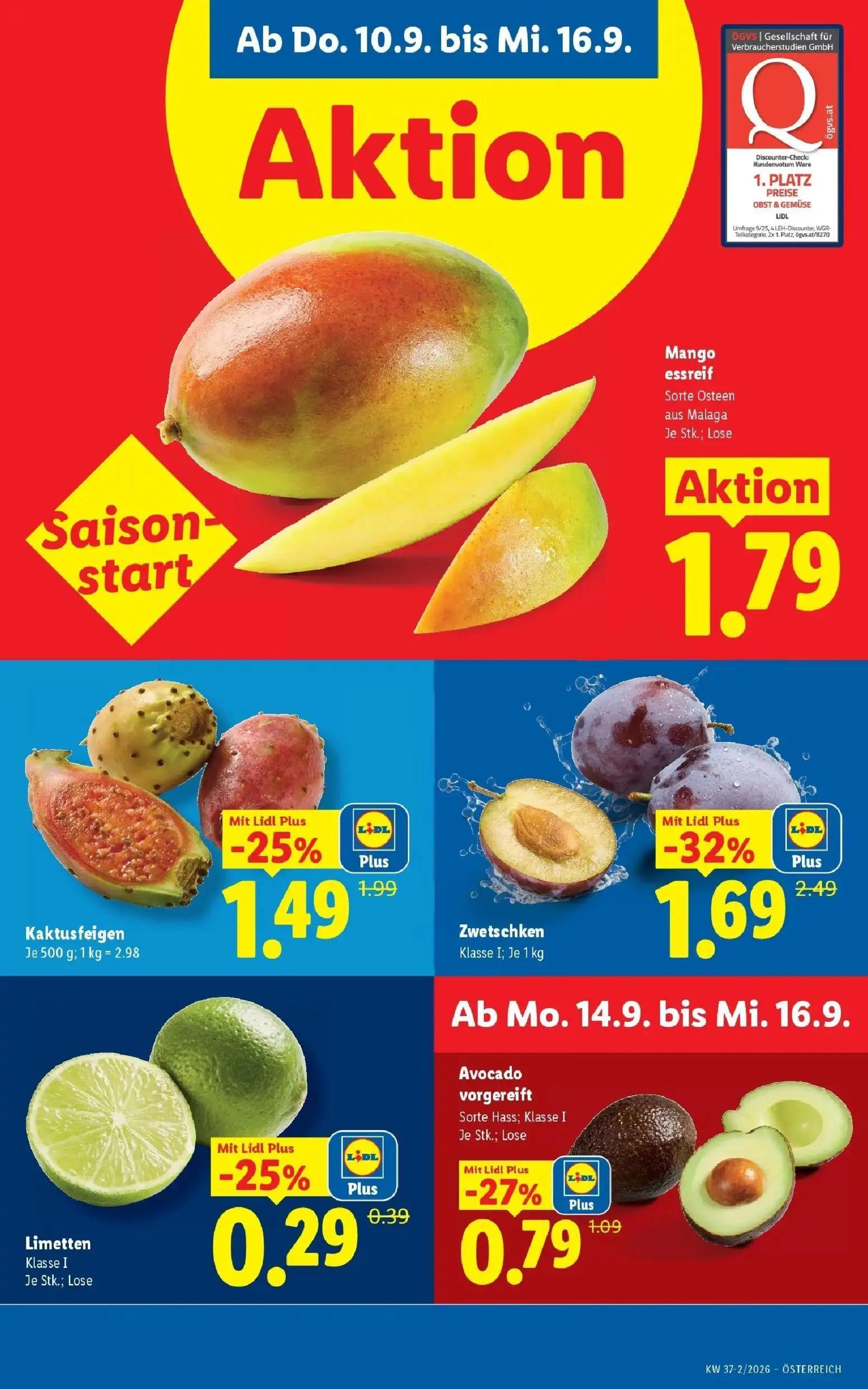 Lidl Prospekt, Seite 4 von 53 — Zwetschken, Kaktusfeigen, Avocado vorgereift