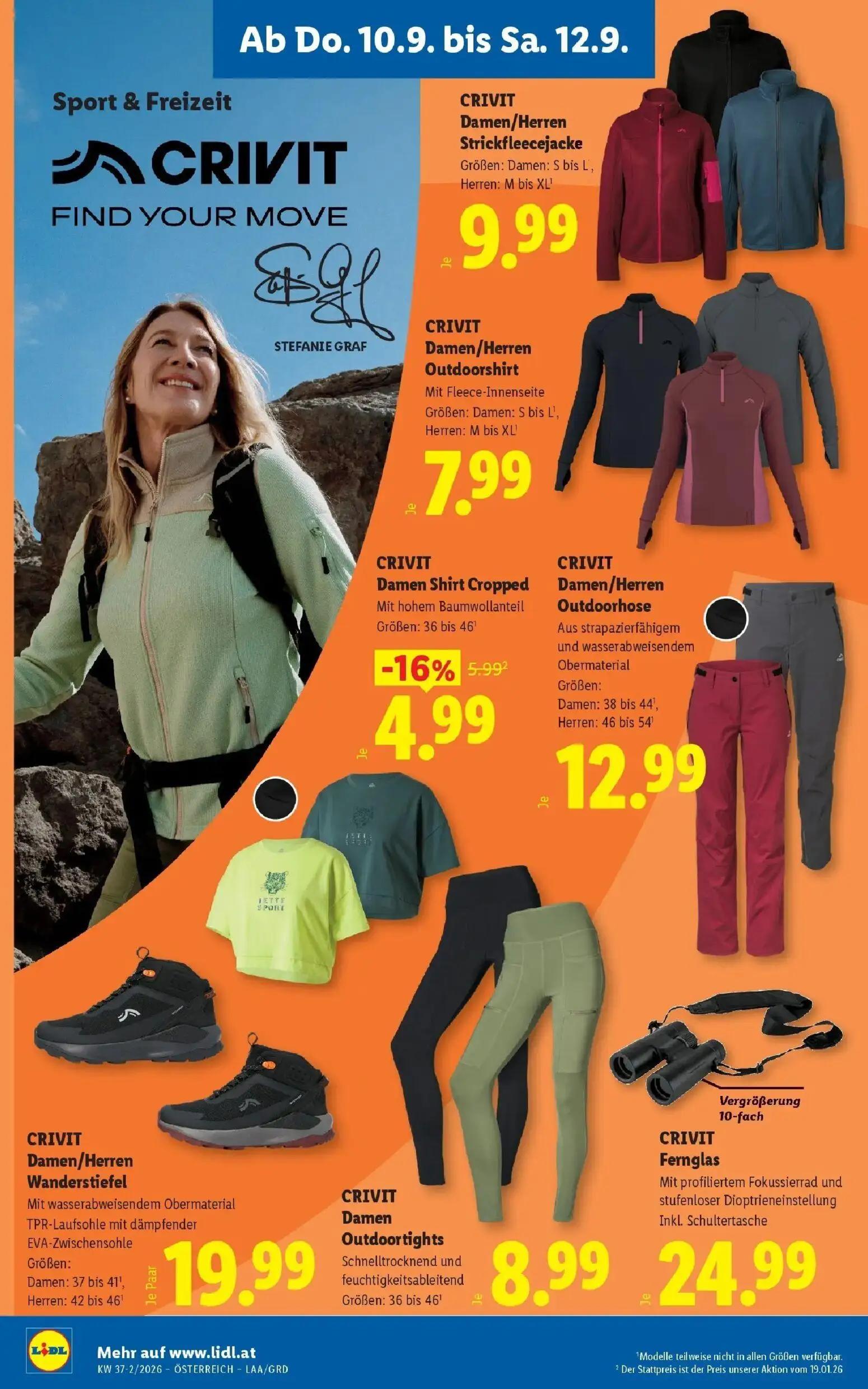 Lidl Prospekt, Seite 22 von 53 — CRIVIT Damen/Herren Strickfleecejacke, CRIVIT Damen/Herren Outdoorshirt, CRIVIT Damen/Herre…