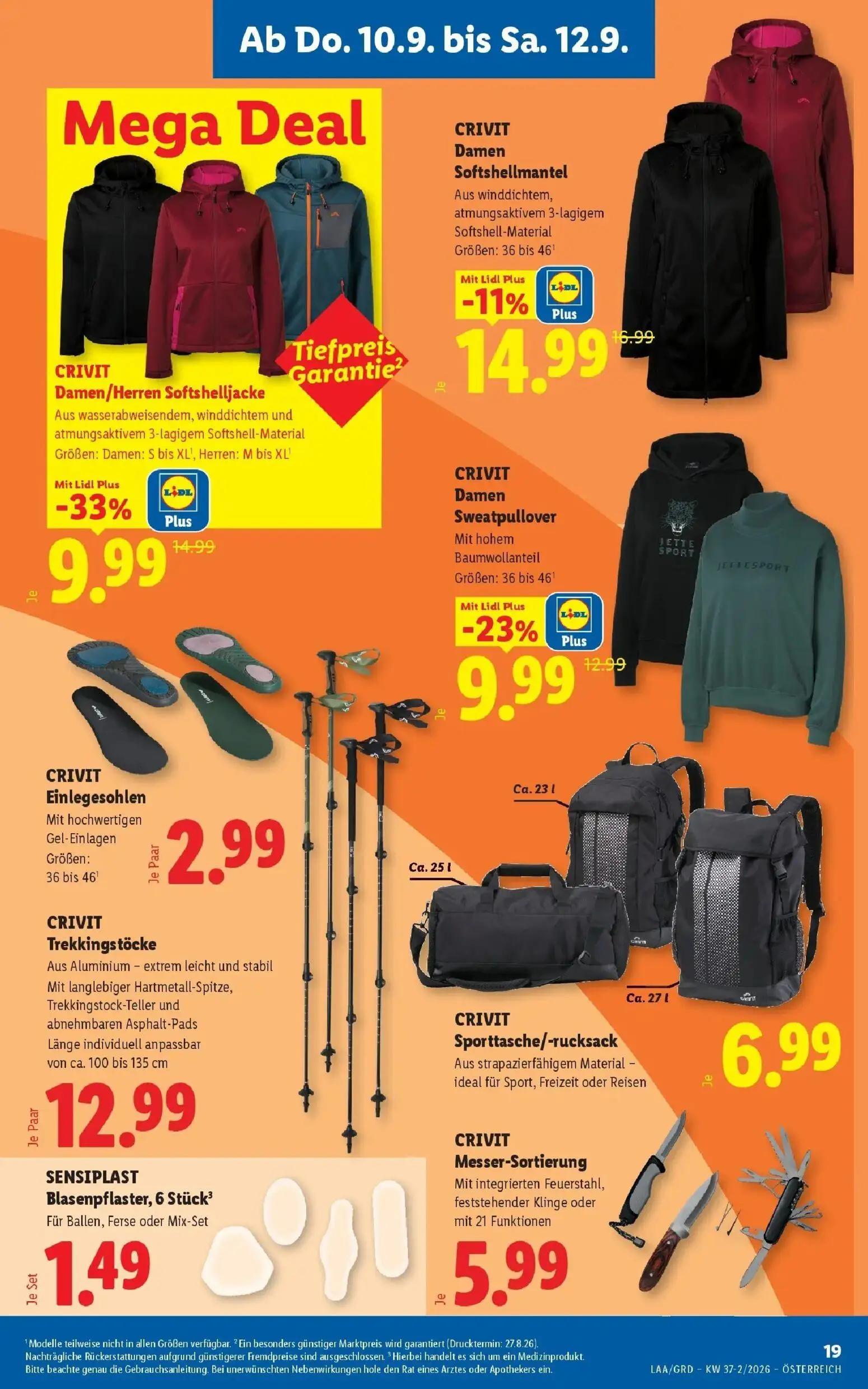 Lidl Prospekt, Seite 23 von 53 — Damen/Herren Softshelljacke, Einlegesohlen