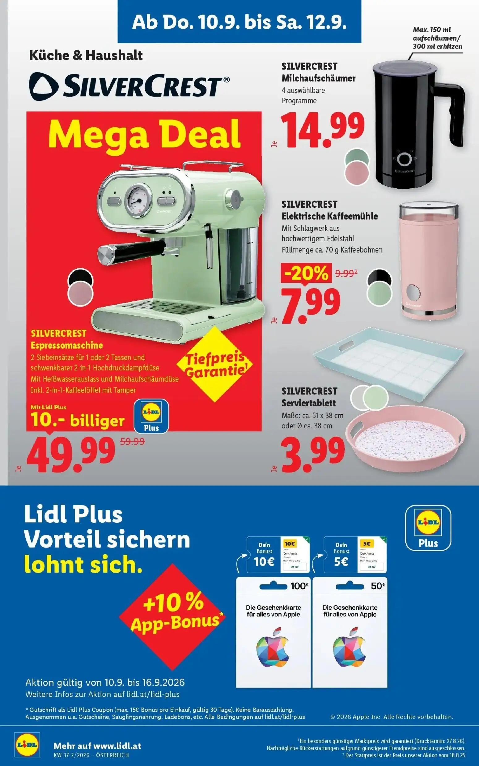 Lidl Prospekt, Seite 26 von 53 — SILVERCREST Espressomaschine, SILVERCREST Elektrische Kaffeemühle, SILVERCREST Milchaufschä…