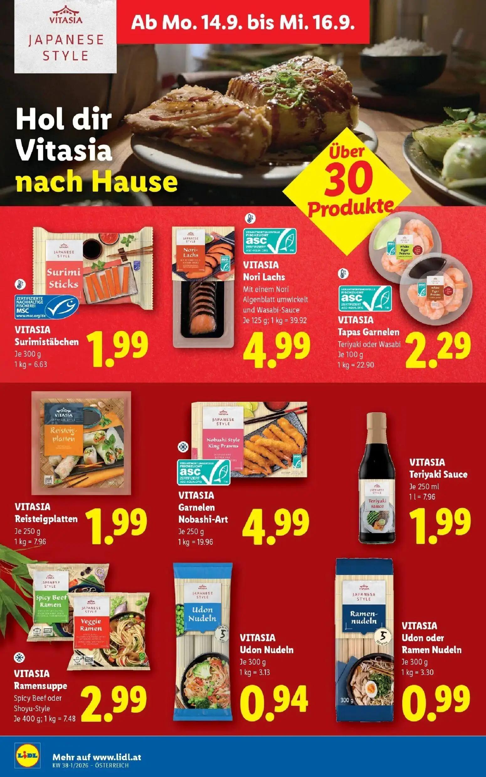 Lidl Prospekt, Seite 47 von 53 — VITASIA Surimistäbchen, VITASIA Nori Lachs, VITASIA Tapas Garnelen Teriyaki oder Wasabi