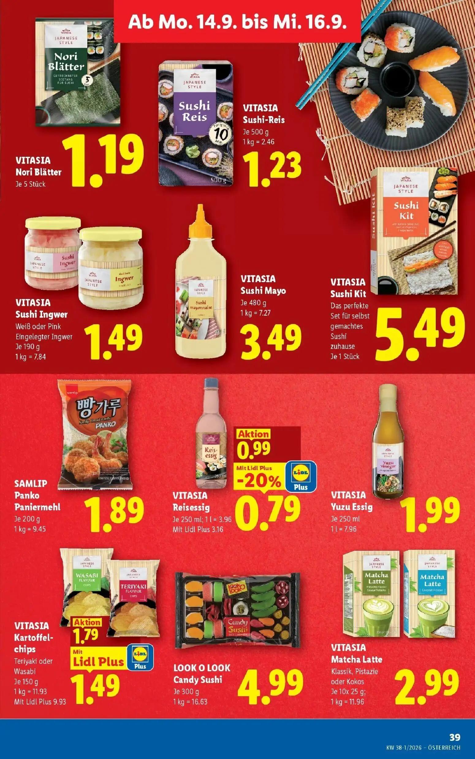 Lidl Prospekt, Seite 48 von 53 — VITASIA Nori Blätter, VITASIA Sushi-Reis, VITASIA Sushi Kit