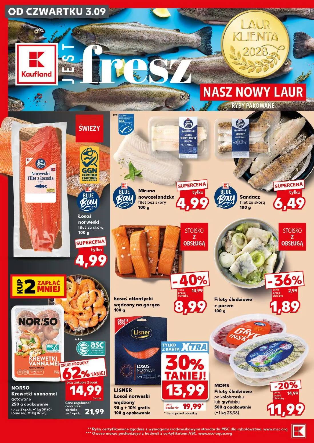 Kaufland gazetka, strona 16 z 28 — NORSO Krewetki vannamei gotowane, Łosoś atlantycki wędzony na gorąco, LISNER Łosoś norwes…