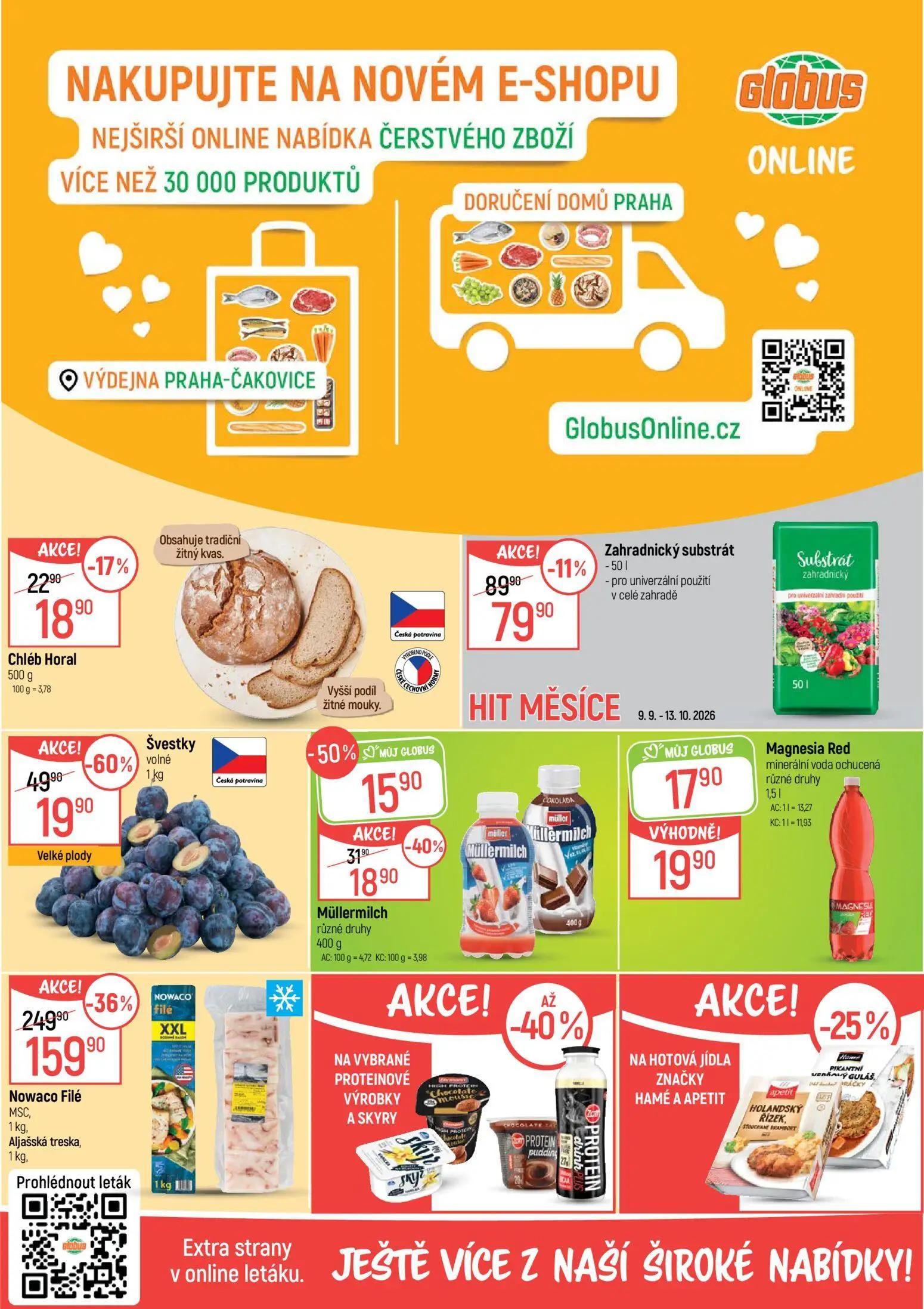 GLOBUS leták, strana 2 z 45 — Nowaco Filé MSC, Aljašská treska, Švestky volné, Müllermilch