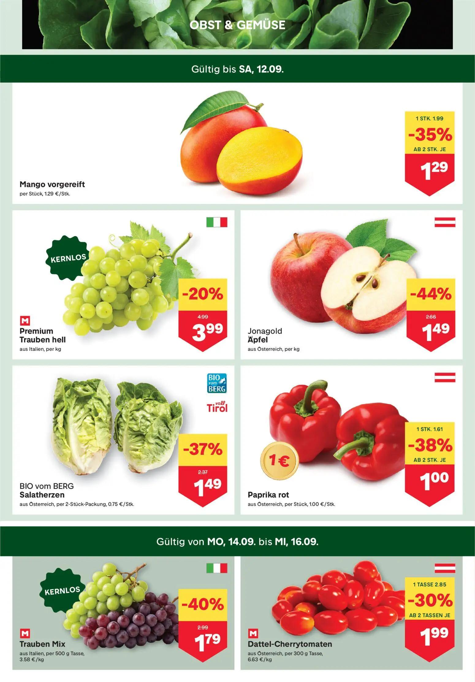 MPREIS Prospekt, Seite 2 von 18 — Trauben Mix, Jonagold Apfel, Premium Trauben hell