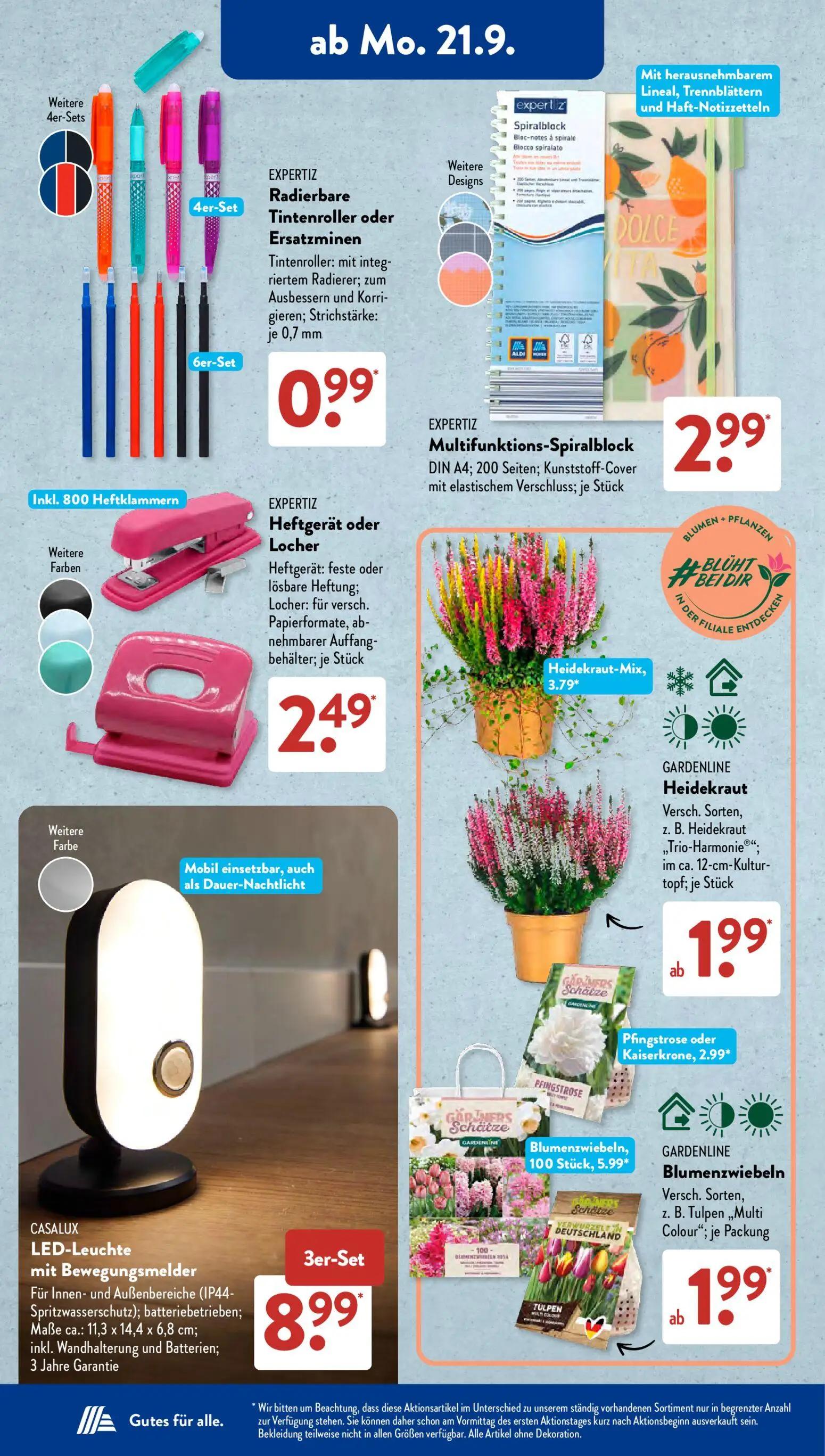 Aldi Süd Prospekt, Seite 6 von 21 — EXPERTIZ Radierbare Tintenroller oder Ersatzminen, EXPERTIZ Multifunktions-Spiralblock, …