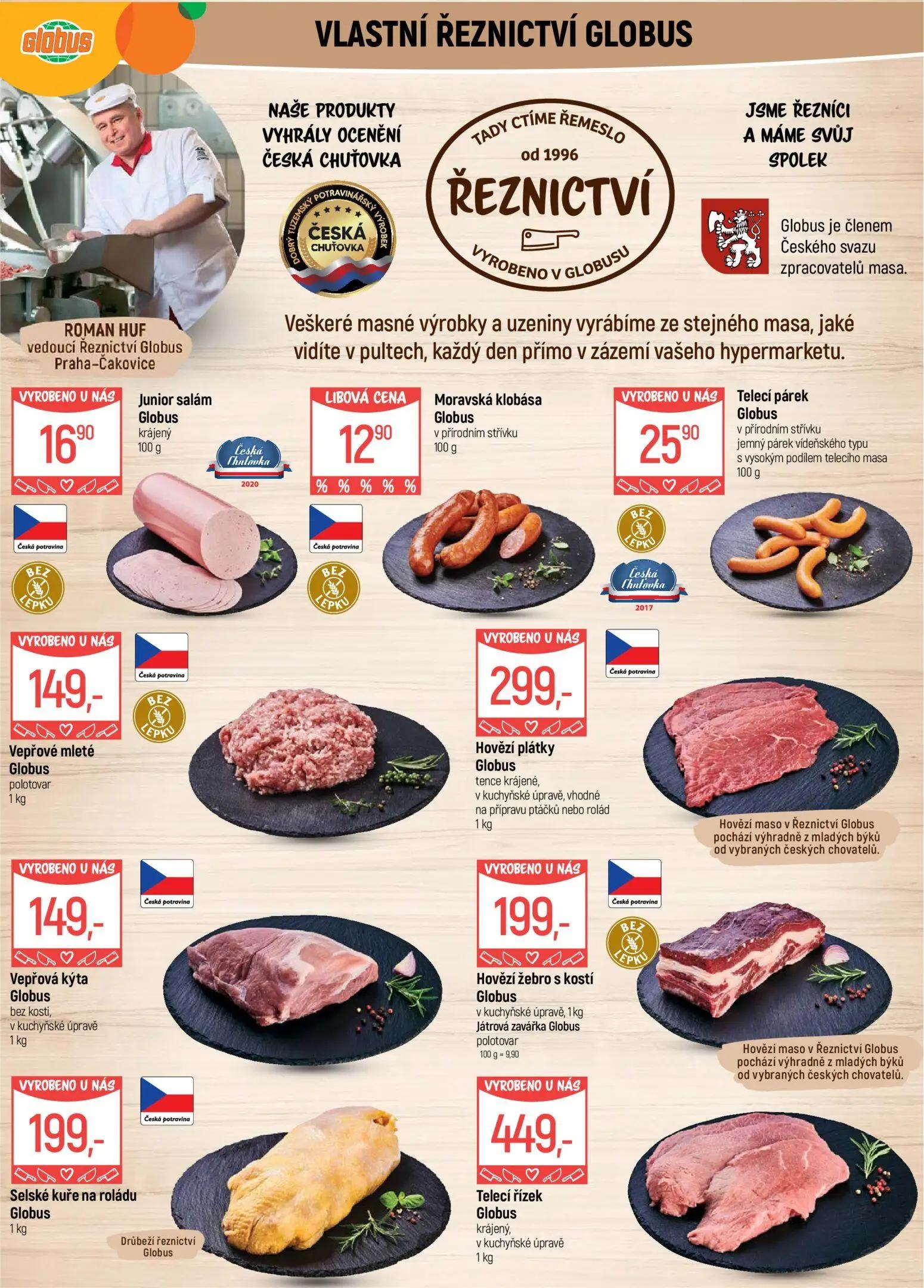 GLOBUS leták, strana 5 z 45 — Junior salám Globus, Moravská klobása Globus, Telecí párek Globus