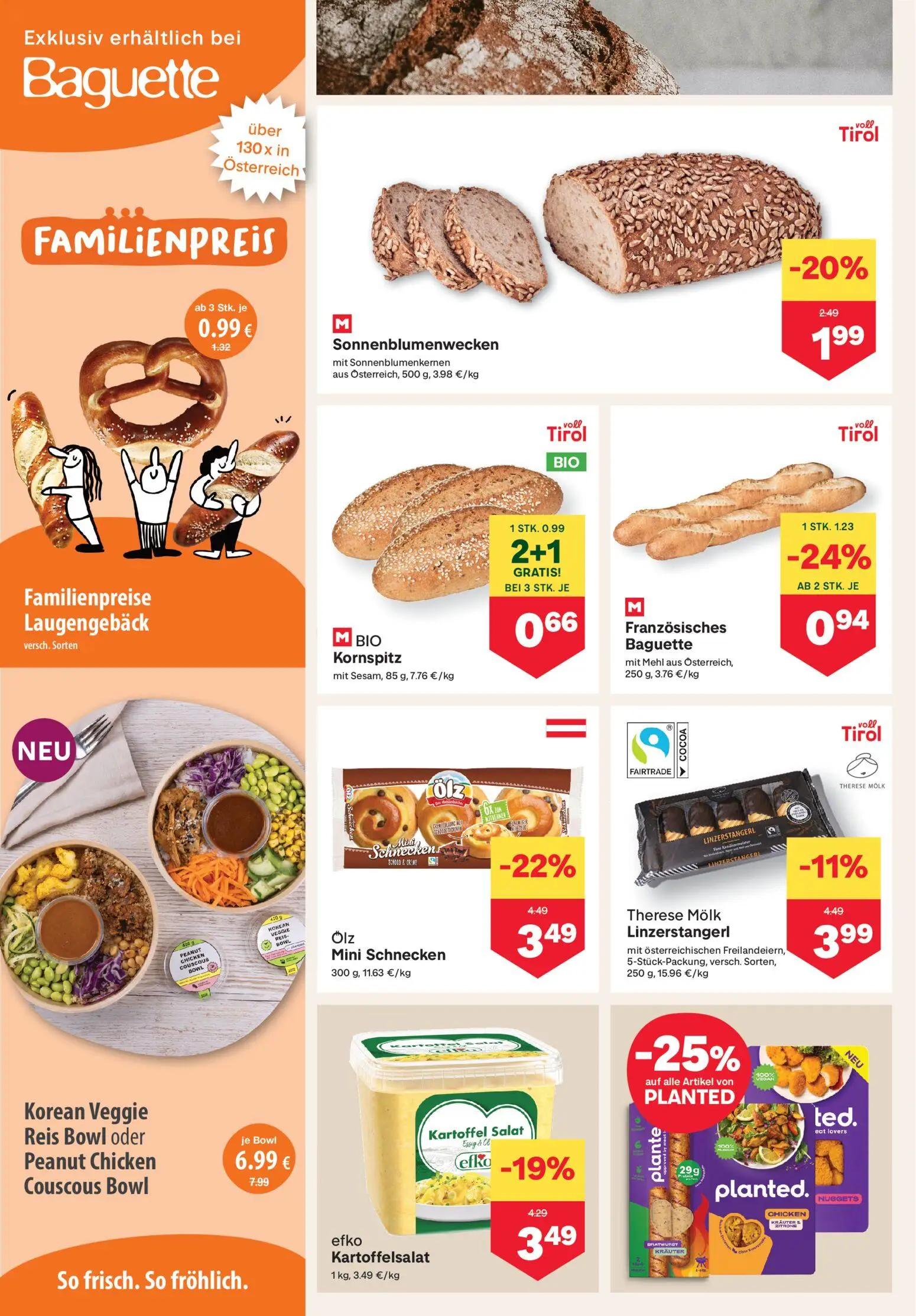 MPREIS Prospekt, Seite 4 von 18 — Korean Veggie Reis Bowl oder Peanut Chicken Couscous Bowl, Ölz Mini Schnecken, efko Kartof…